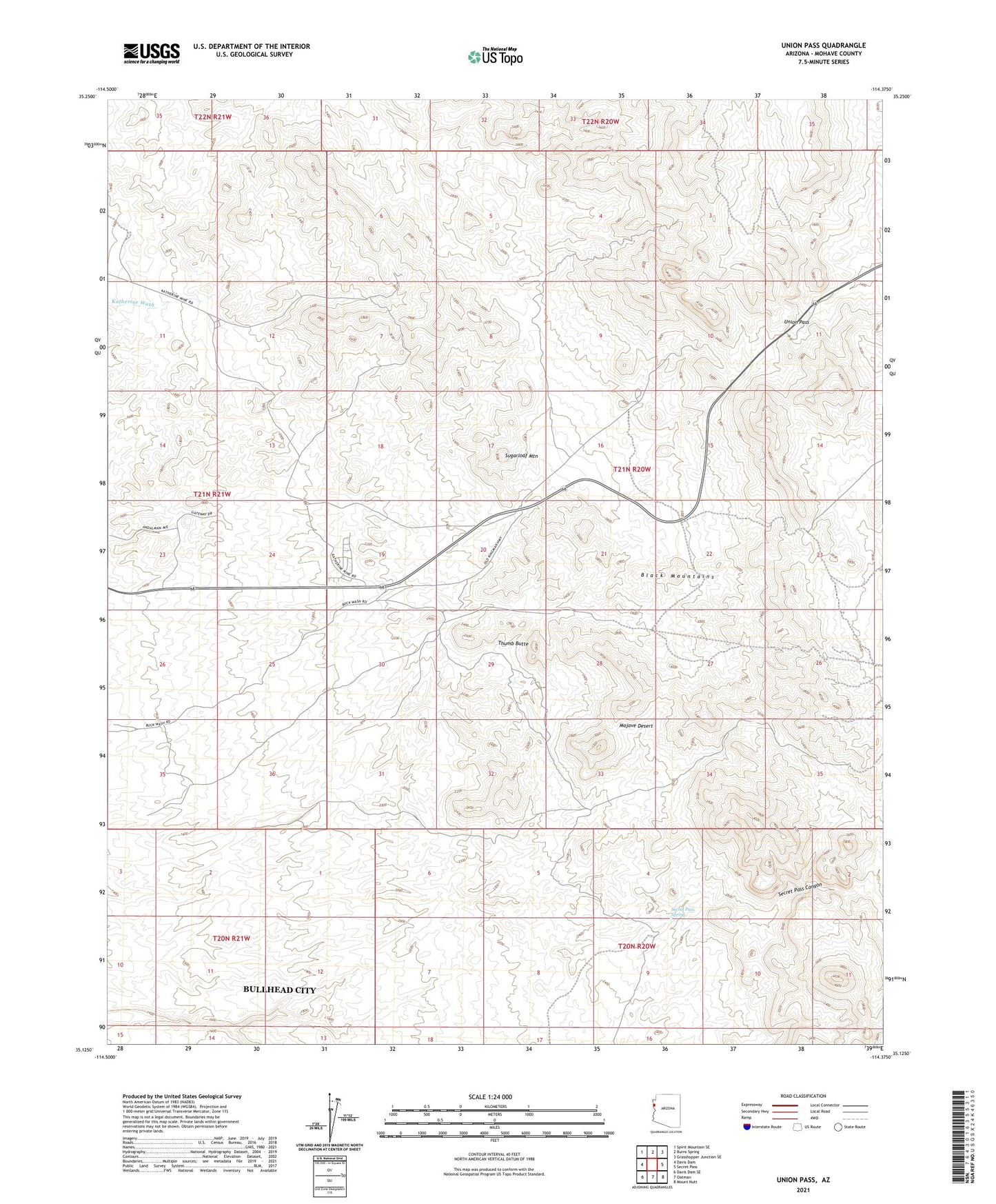Union Pass Arizona US Topo Map Image