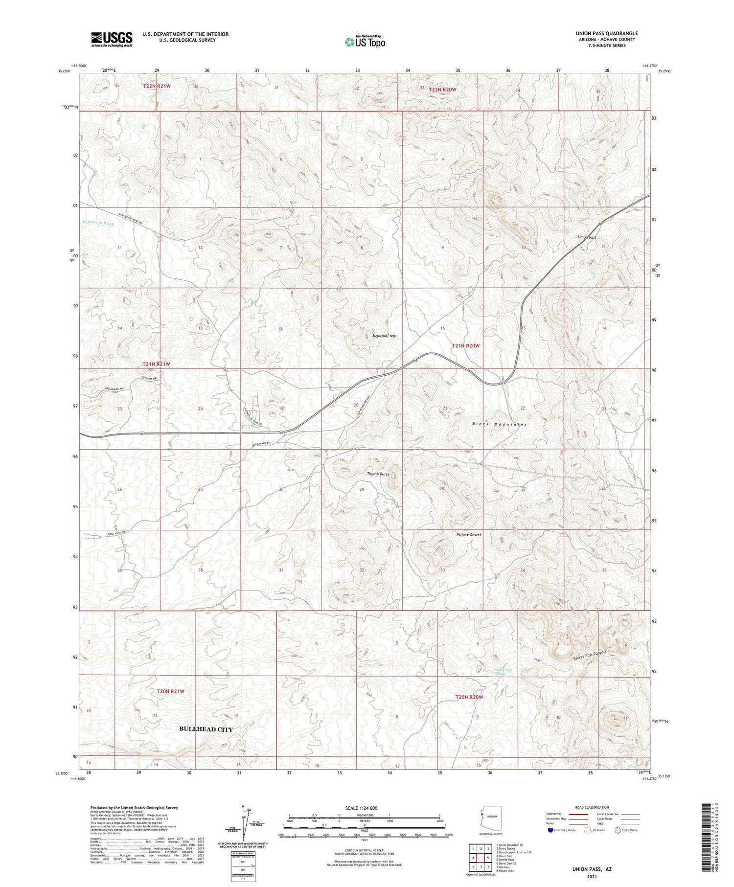 Union Pass Arizona US Topo Map Image