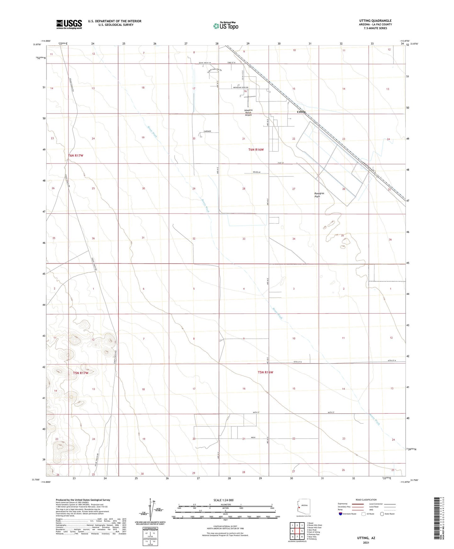 Utting Arizona US Topo Map Image