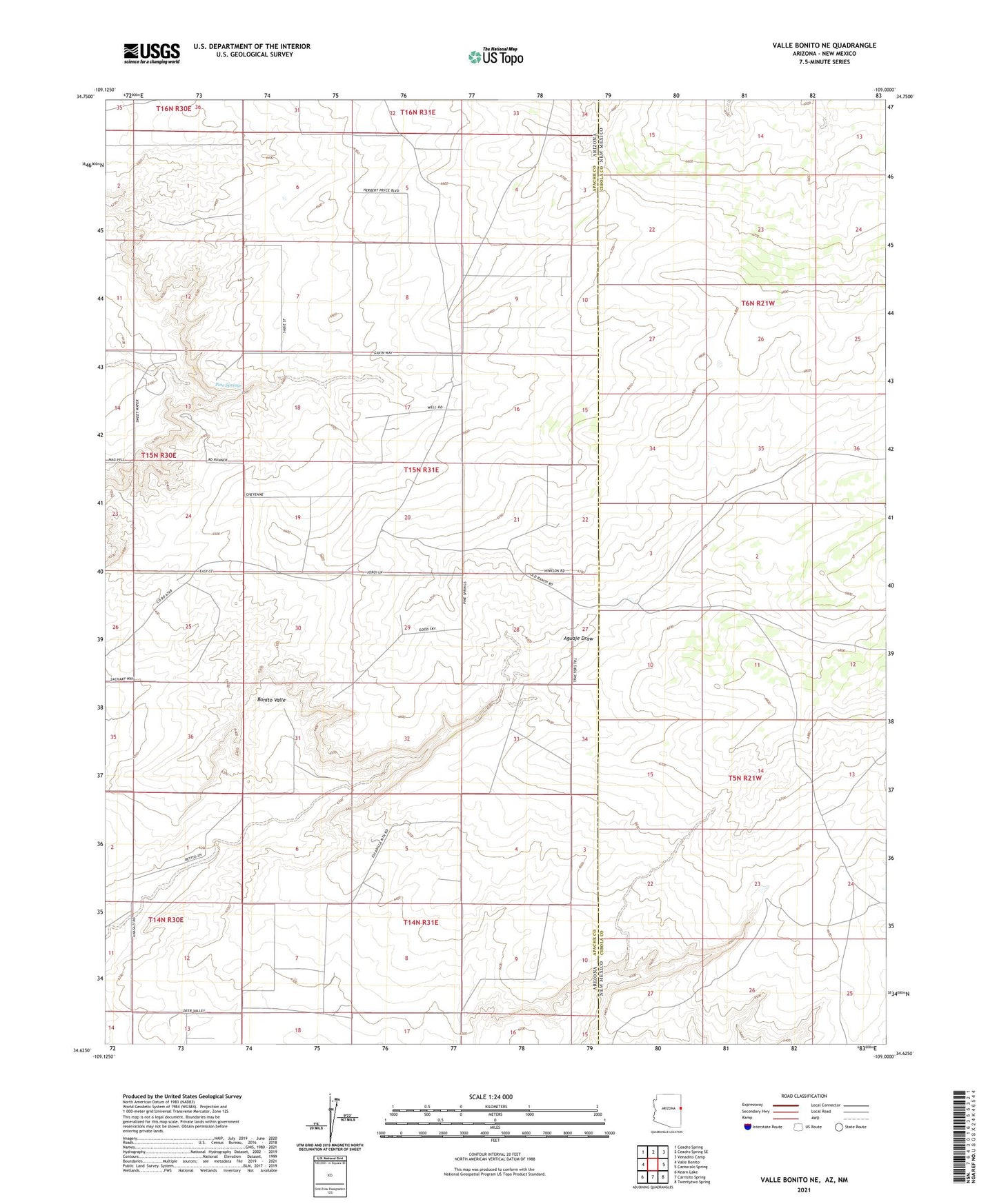 Valle Bonito NE Arizona US Topo Map Image