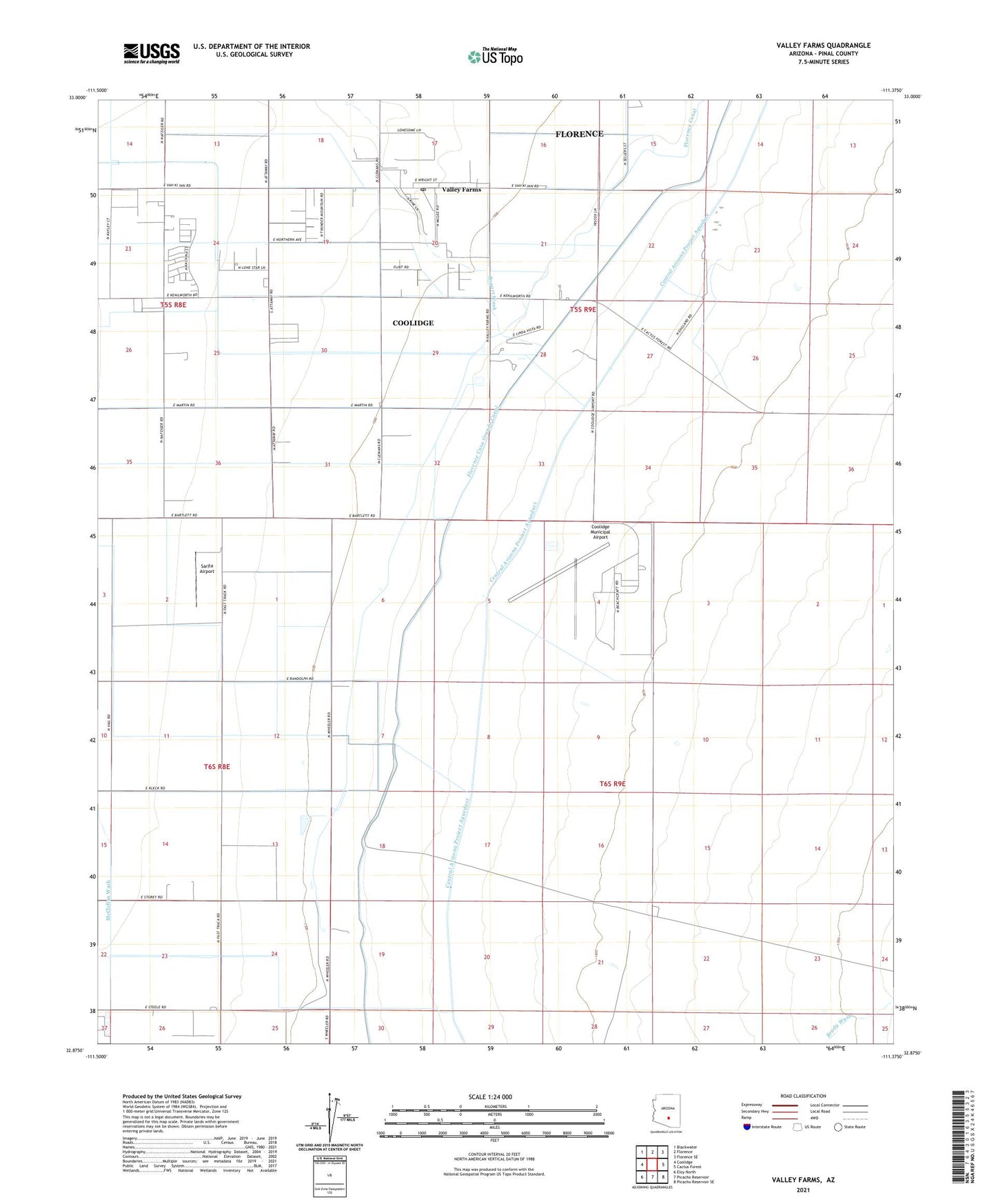 Valley Farms Arizona US Topo Map Image