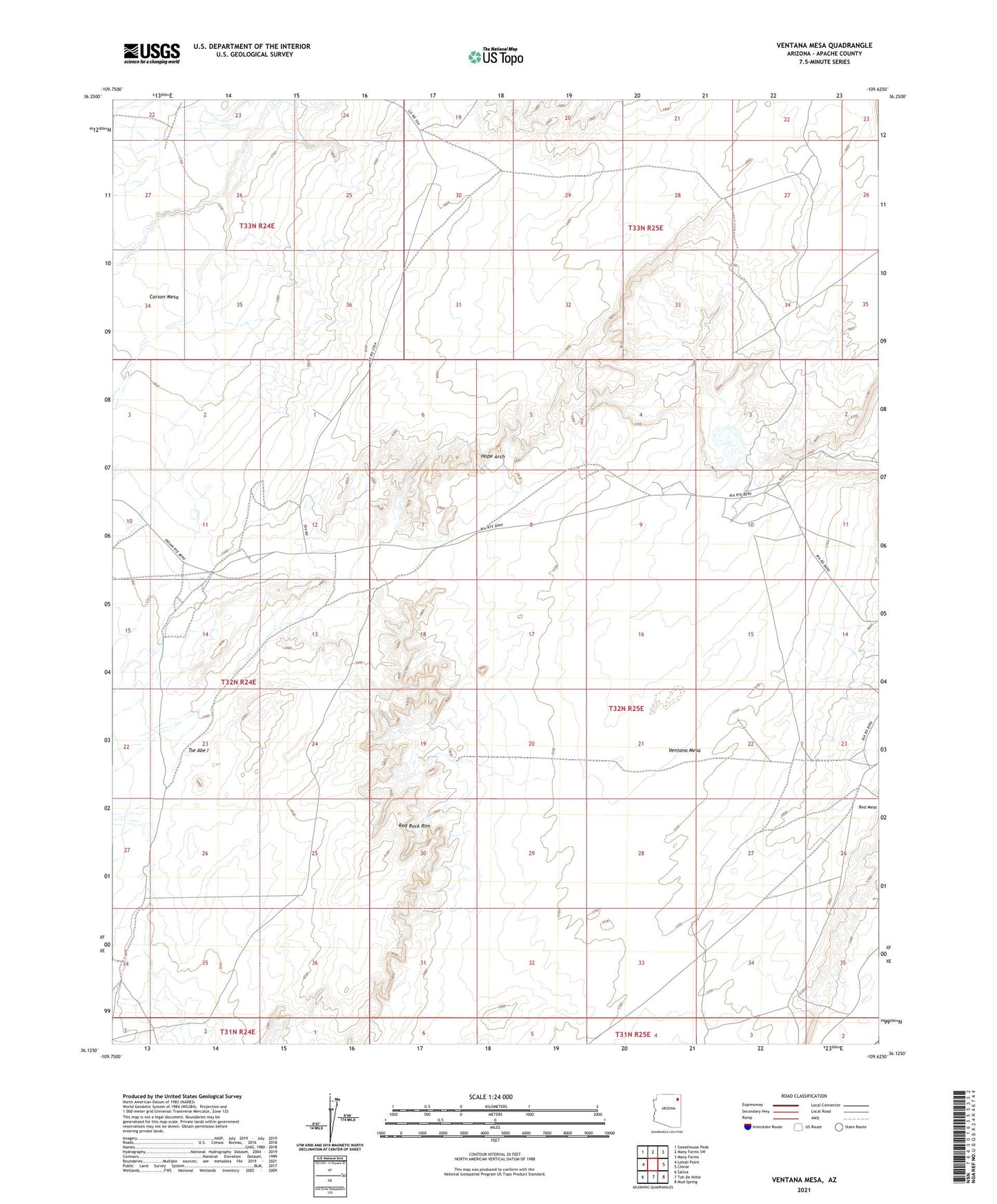 Ventana Mesa Arizona US Topo Map Image