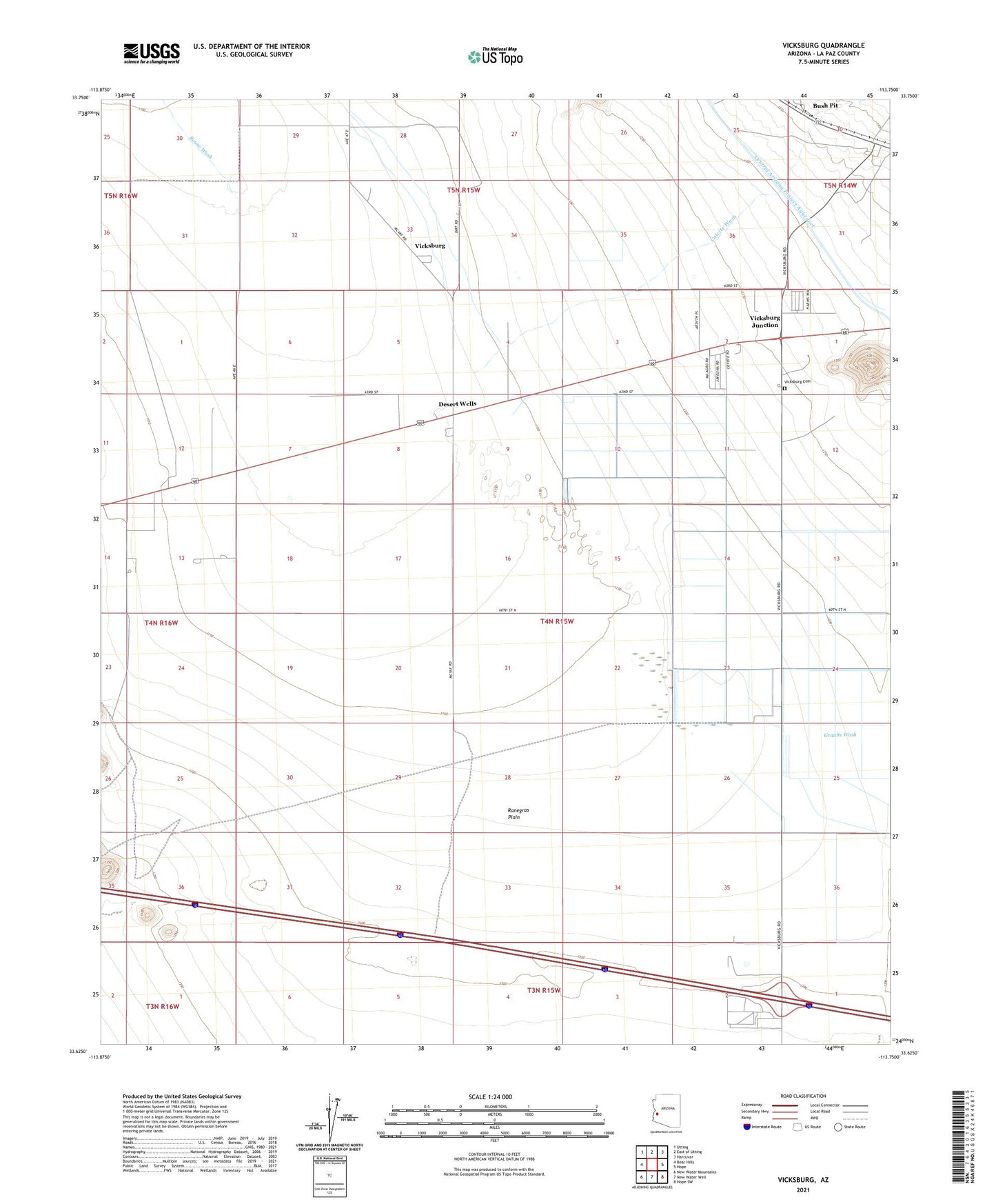 Vicksburg Arizona US Topo Map Image