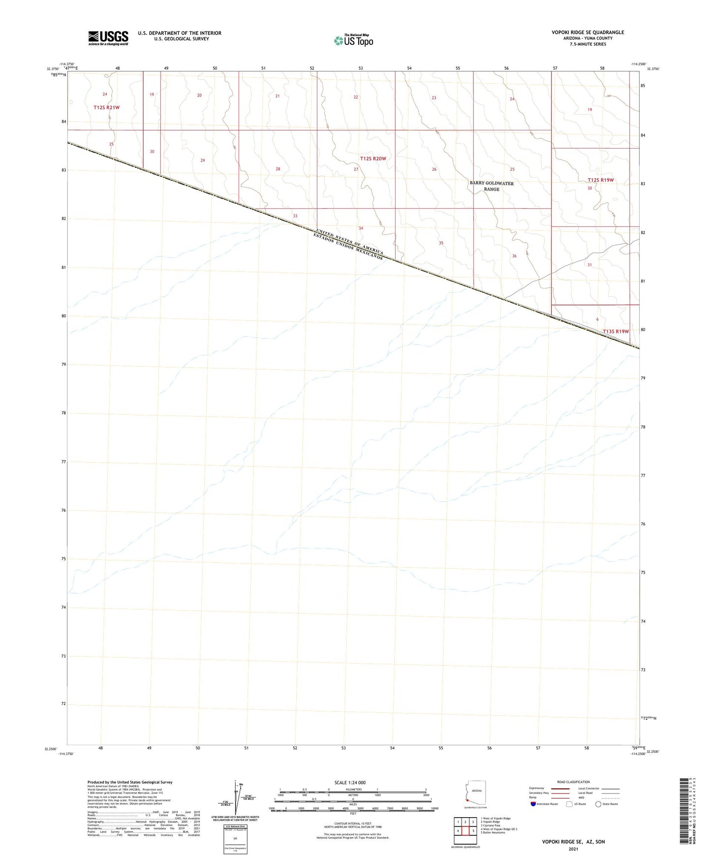 Vopoki Ridge SE Arizona US Topo Map Image