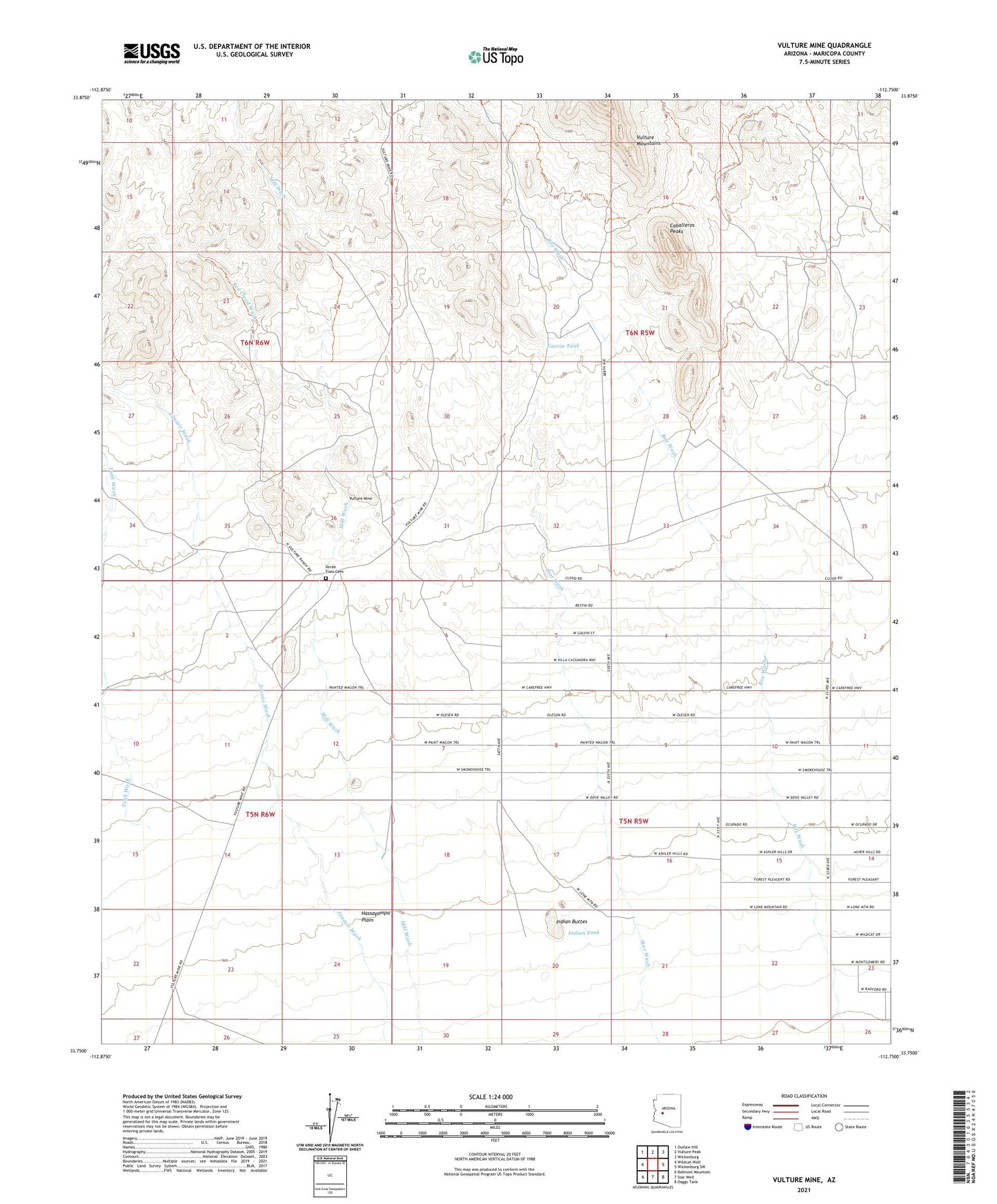 Vulture Mine Arizona US Topo Map Image