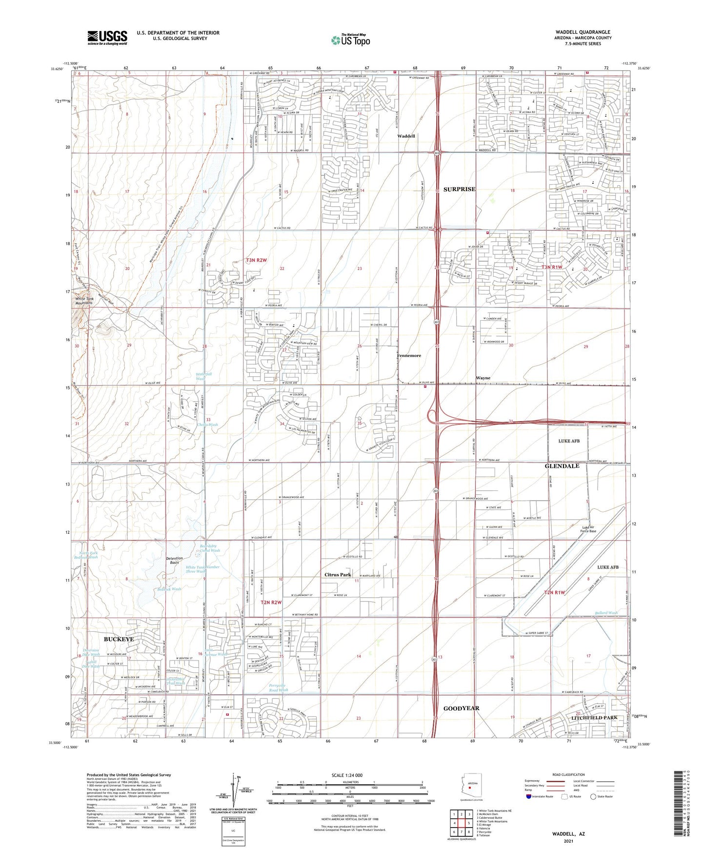 Waddell Arizona US Topo Map Image