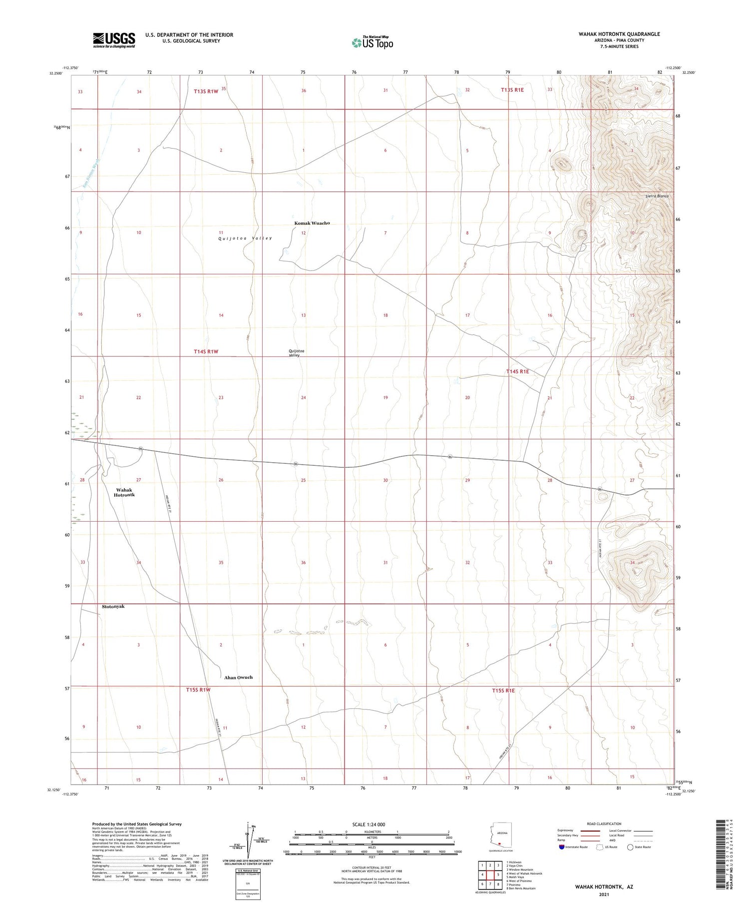 Wahak Hotrontk Arizona US Topo Map Image