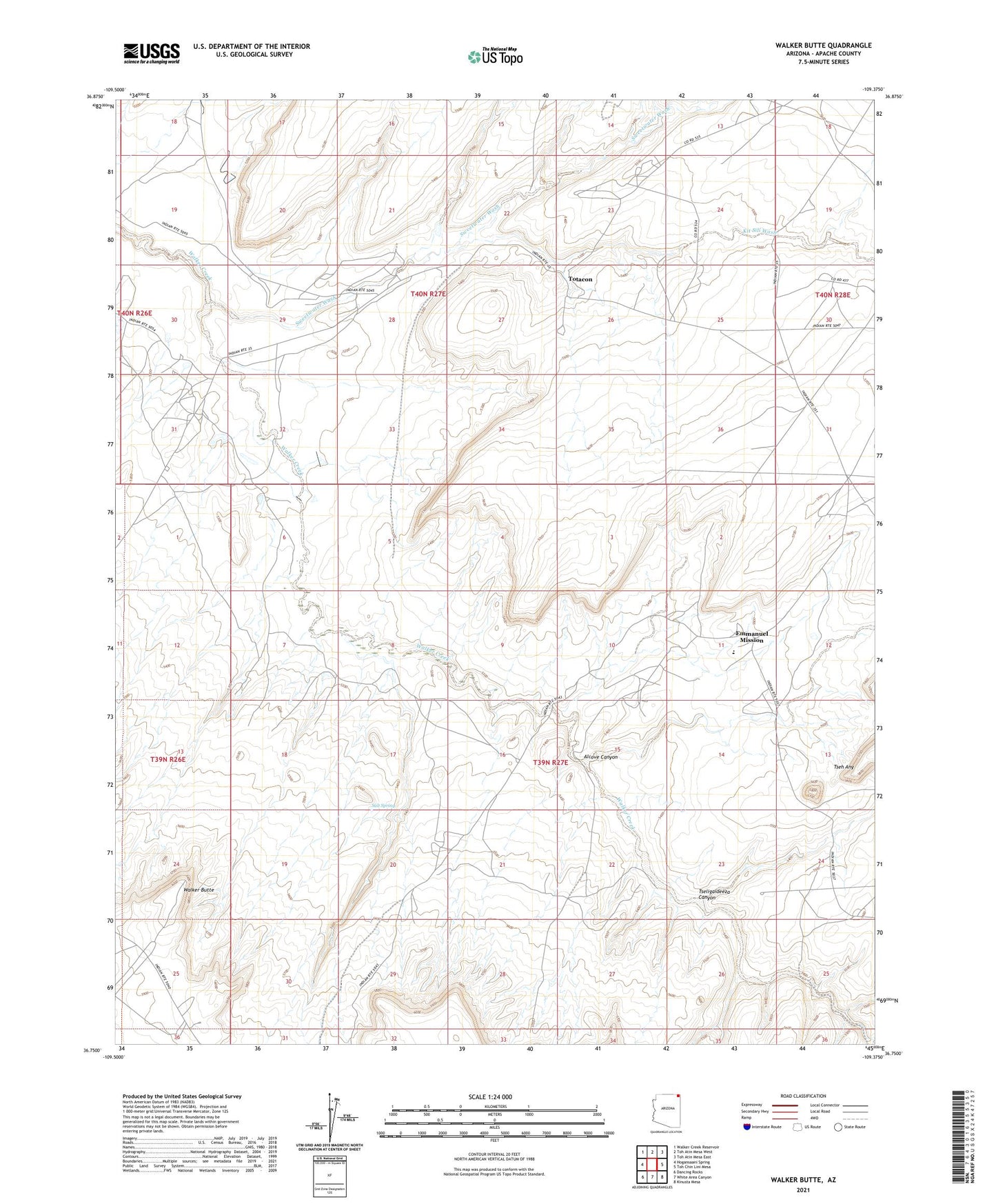 Walker Butte Arizona US Topo Map Image