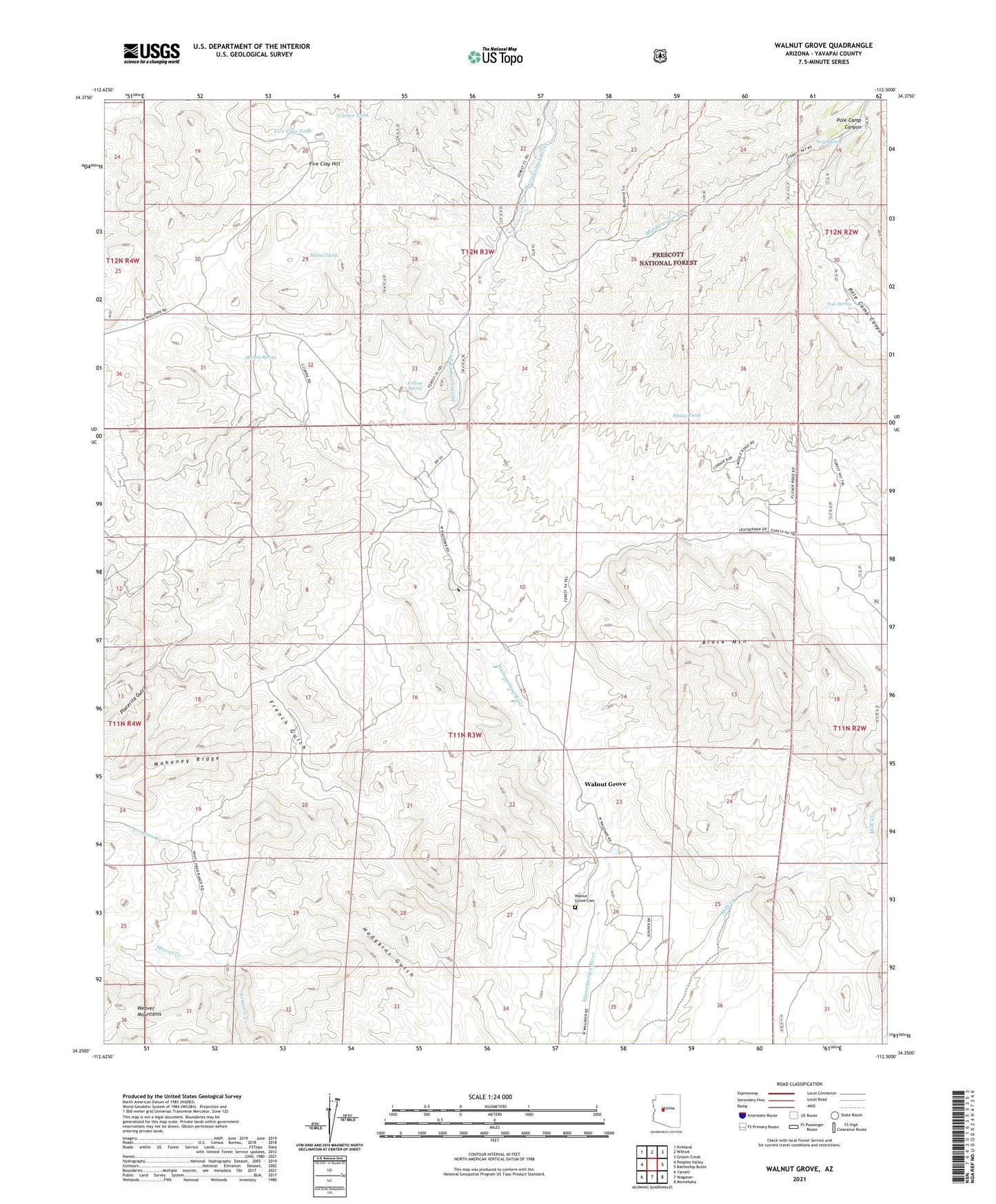 Walnut Grove Arizona US Topo Map Image