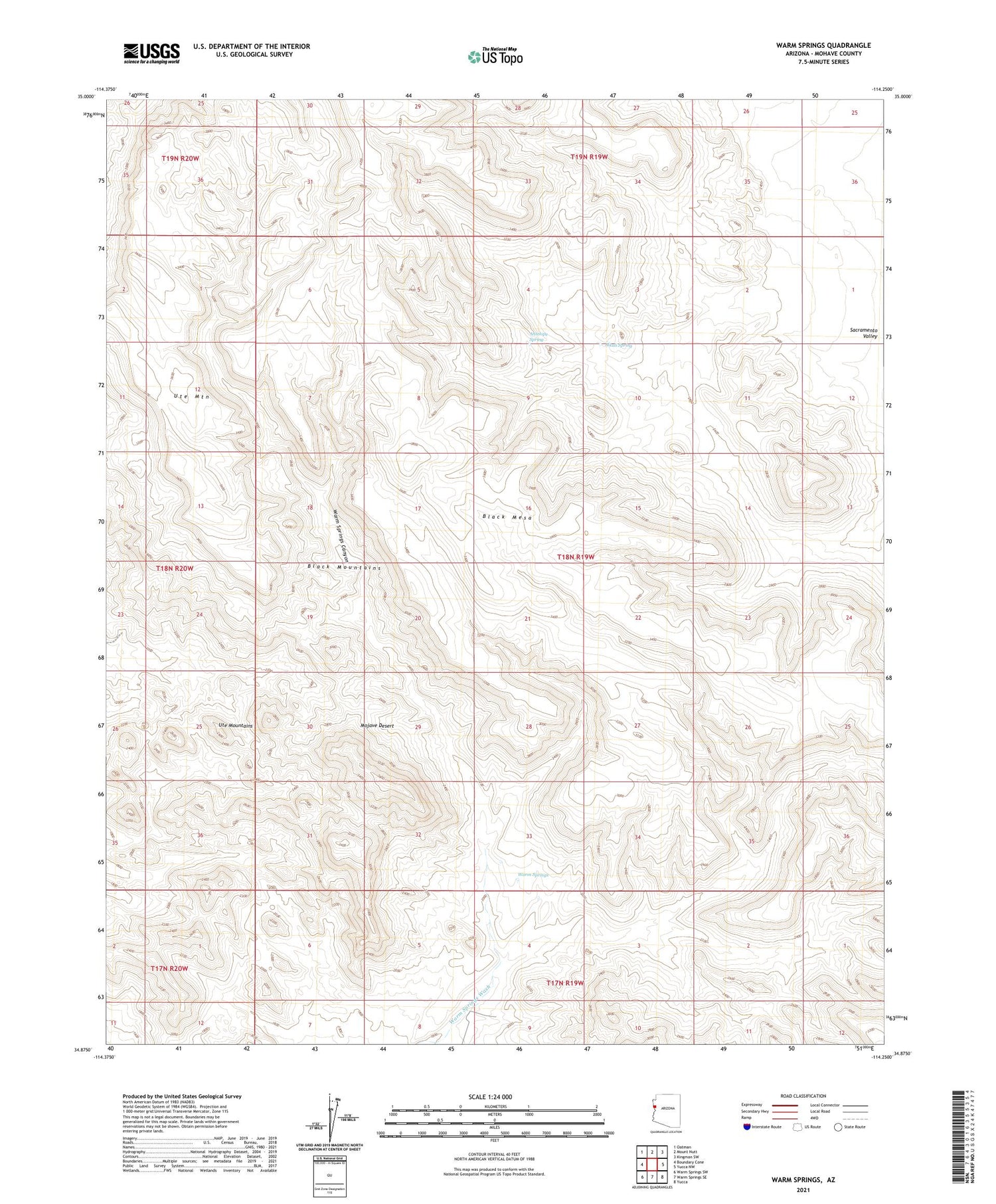 Warm Springs Arizona US Topo Map Image