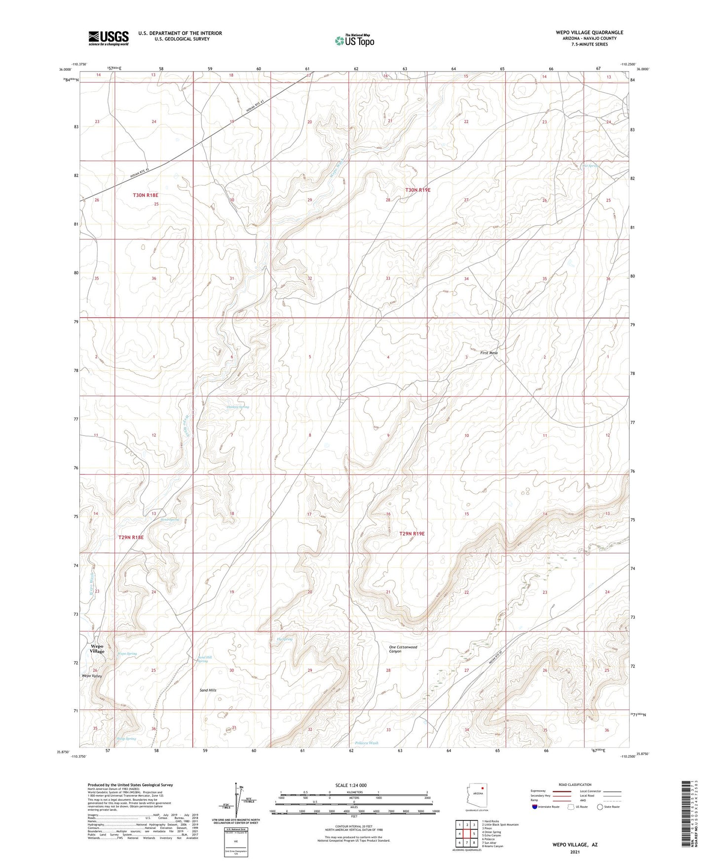 Wepo Village Arizona US Topo Map Image