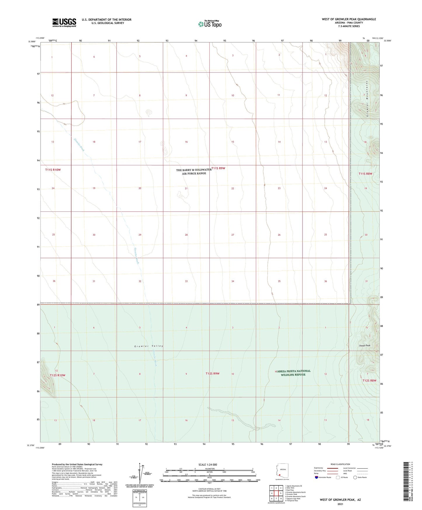 West of Growler Peak Arizona US Topo Map Image