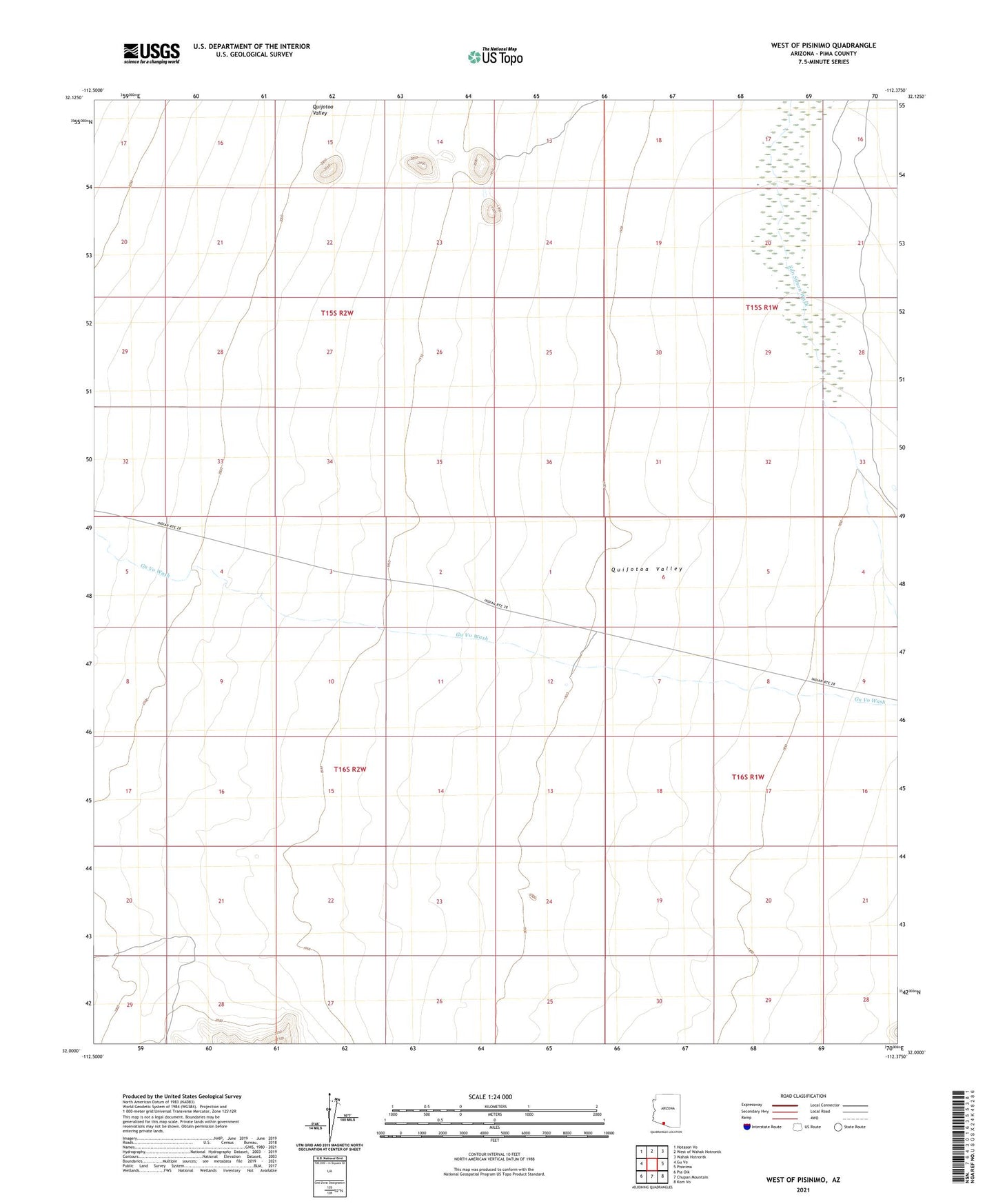 West of Pisinimo Arizona US Topo Map Image