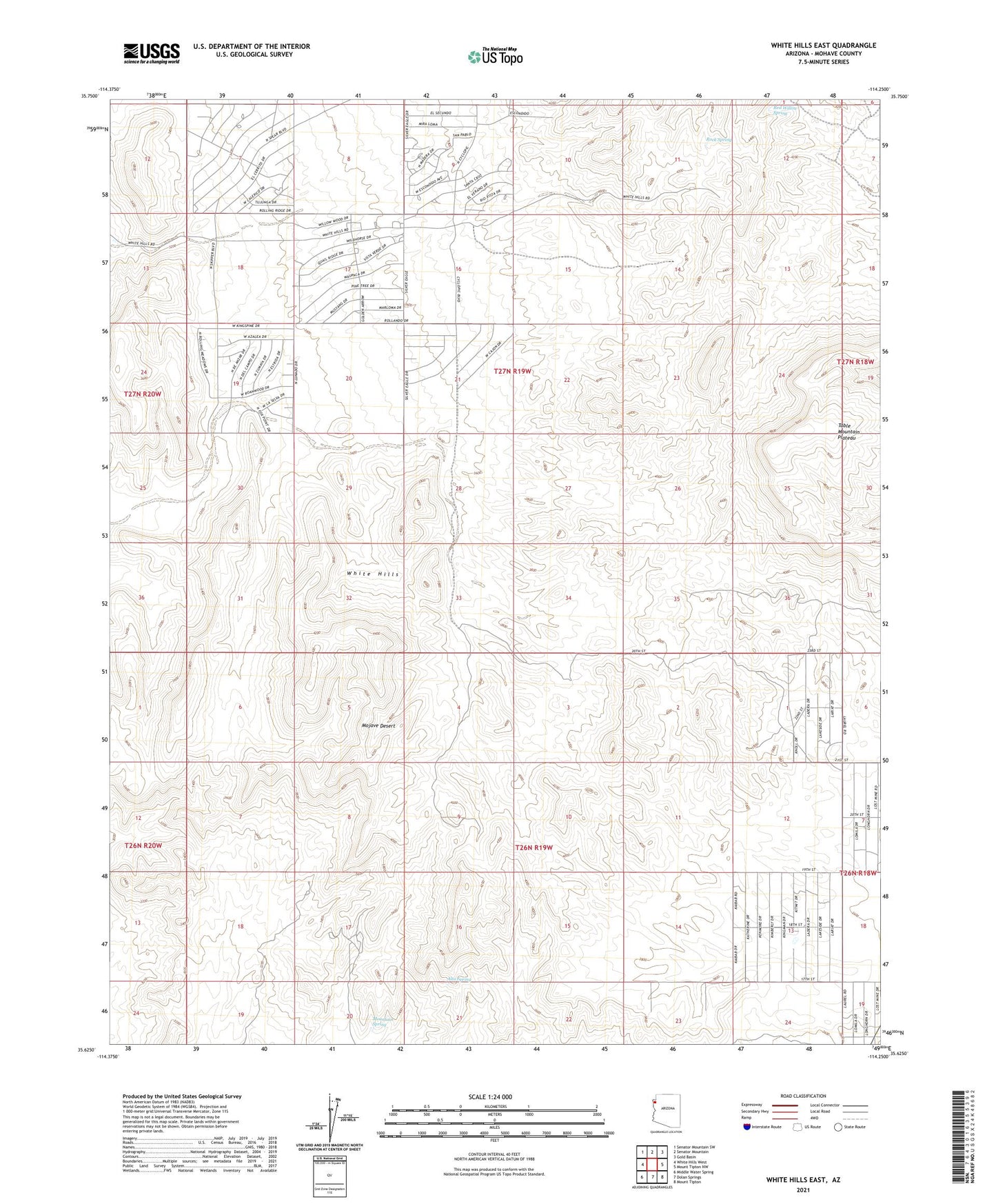 White Hills East Arizona US Topo Map Image