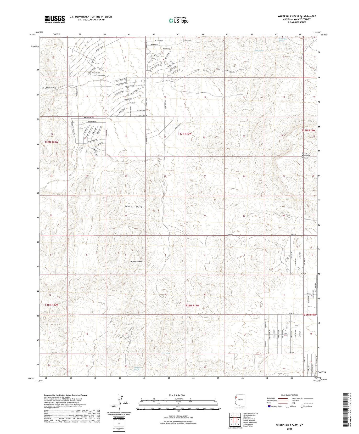 White Hills East Arizona US Topo Map Image