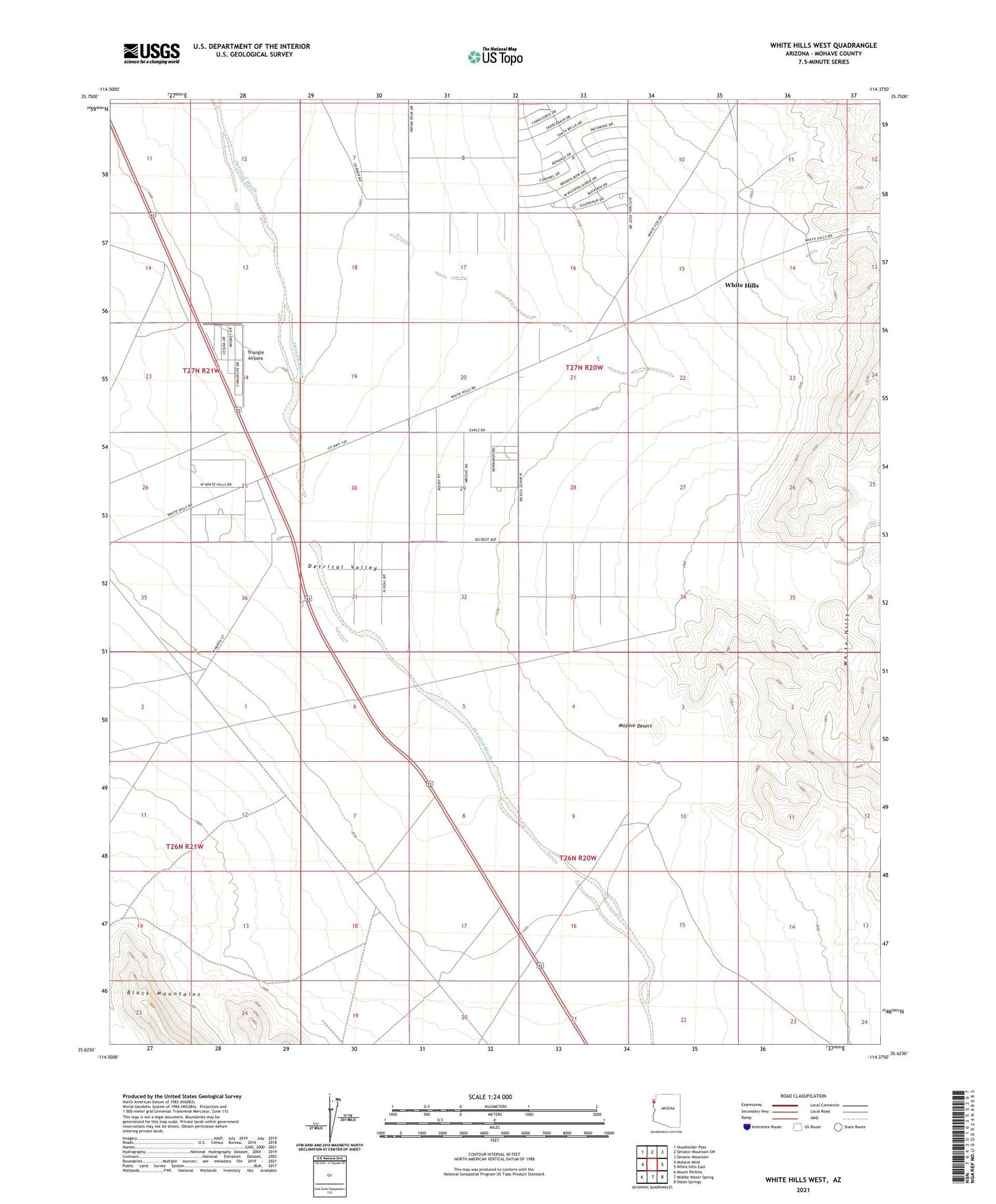 White Hills West Arizona US Topo Map Image