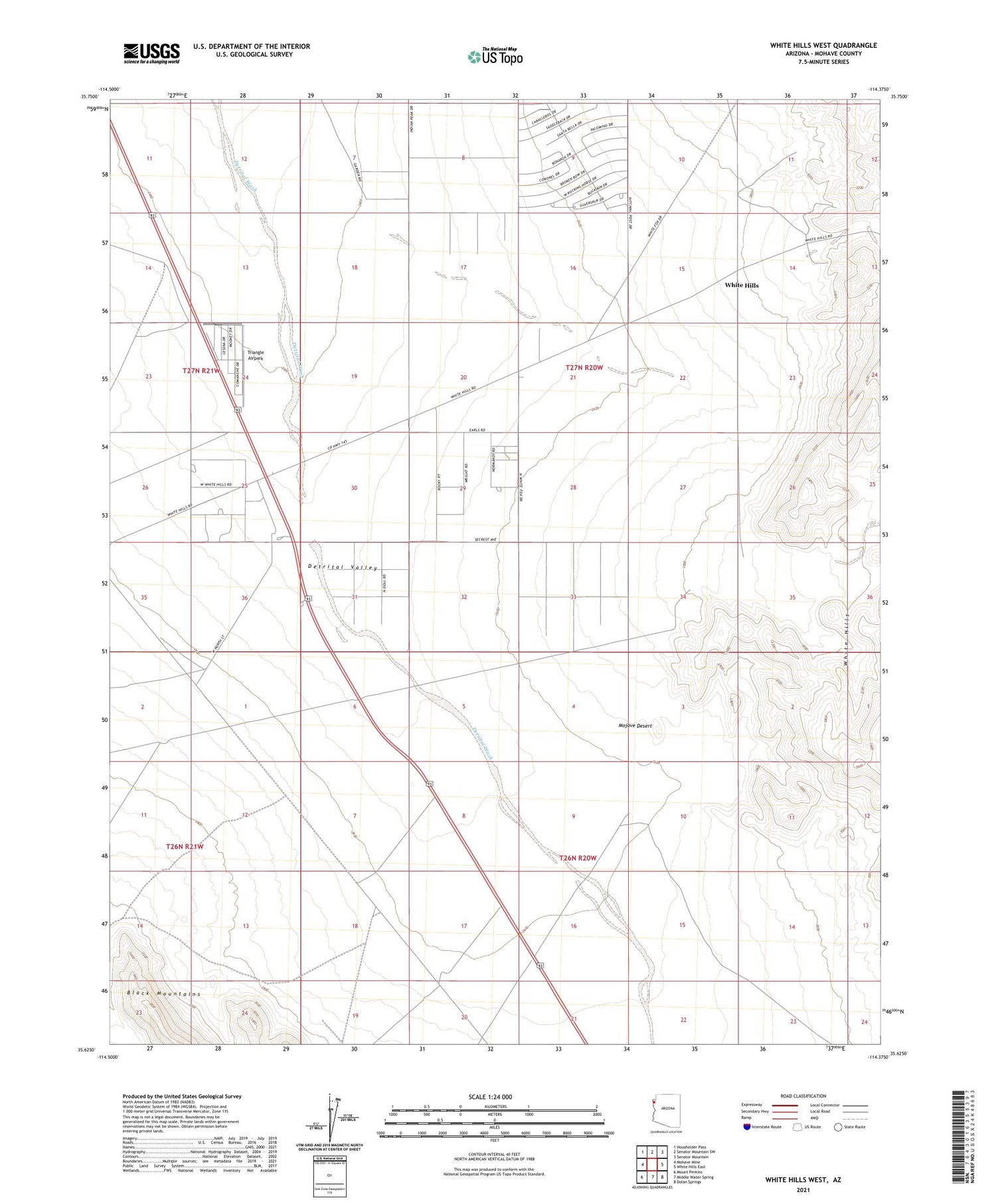 White Hills West Arizona US Topo Map Image