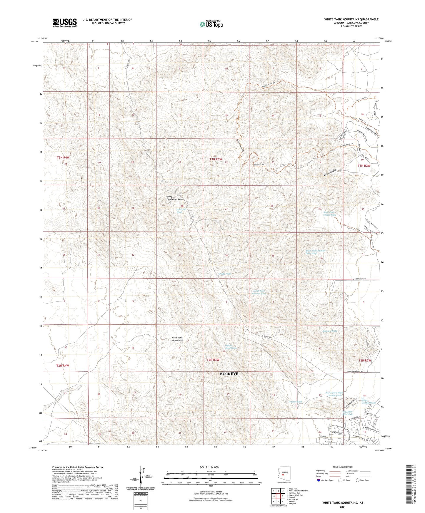 White Tank Mountains Arizona US Topo Map Image