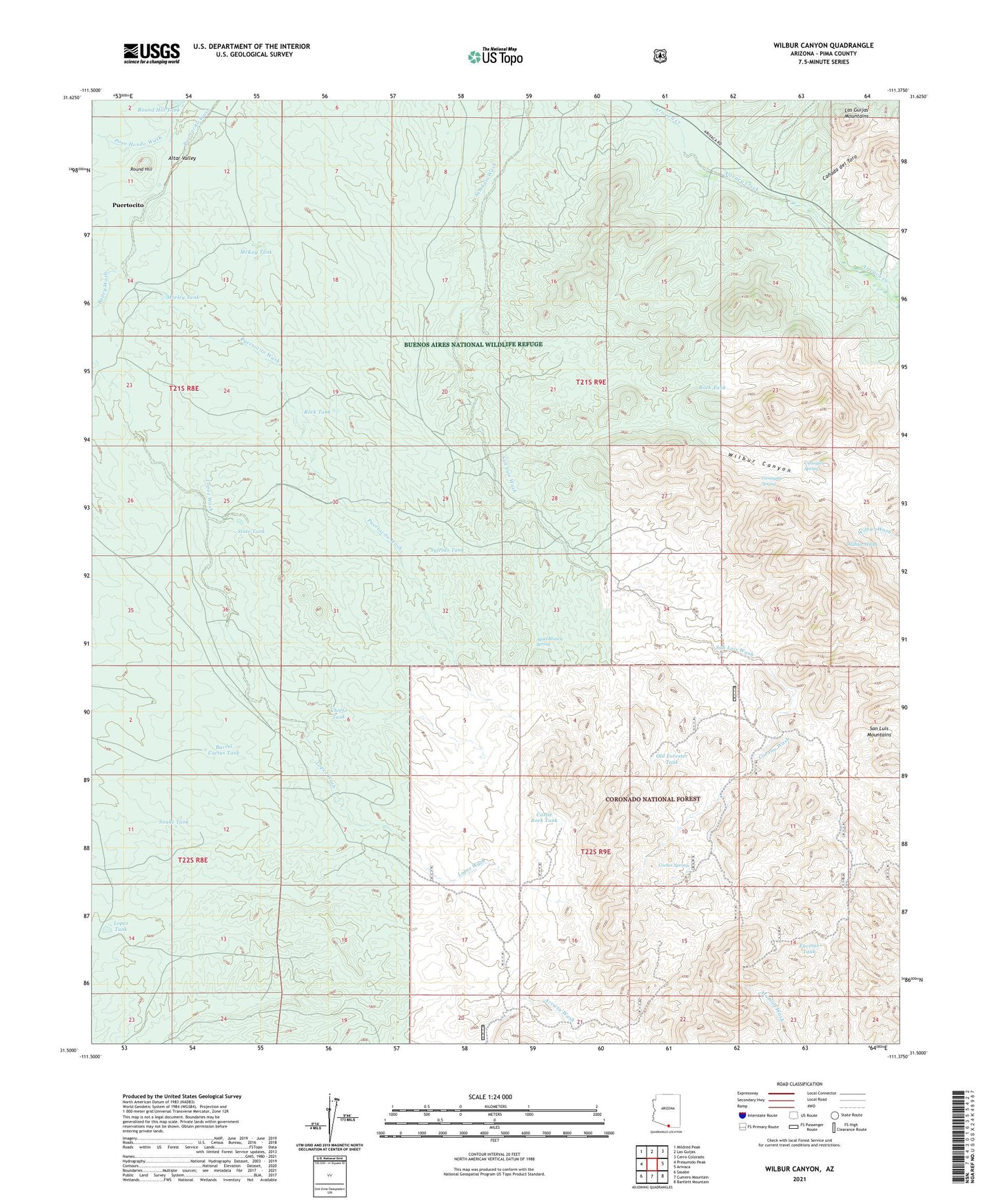 Wilbur Canyon Arizona US Topo Map Image