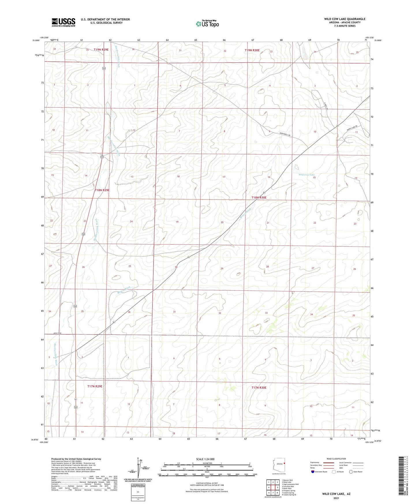 Wild Cow Lake Arizona US Topo Map Image