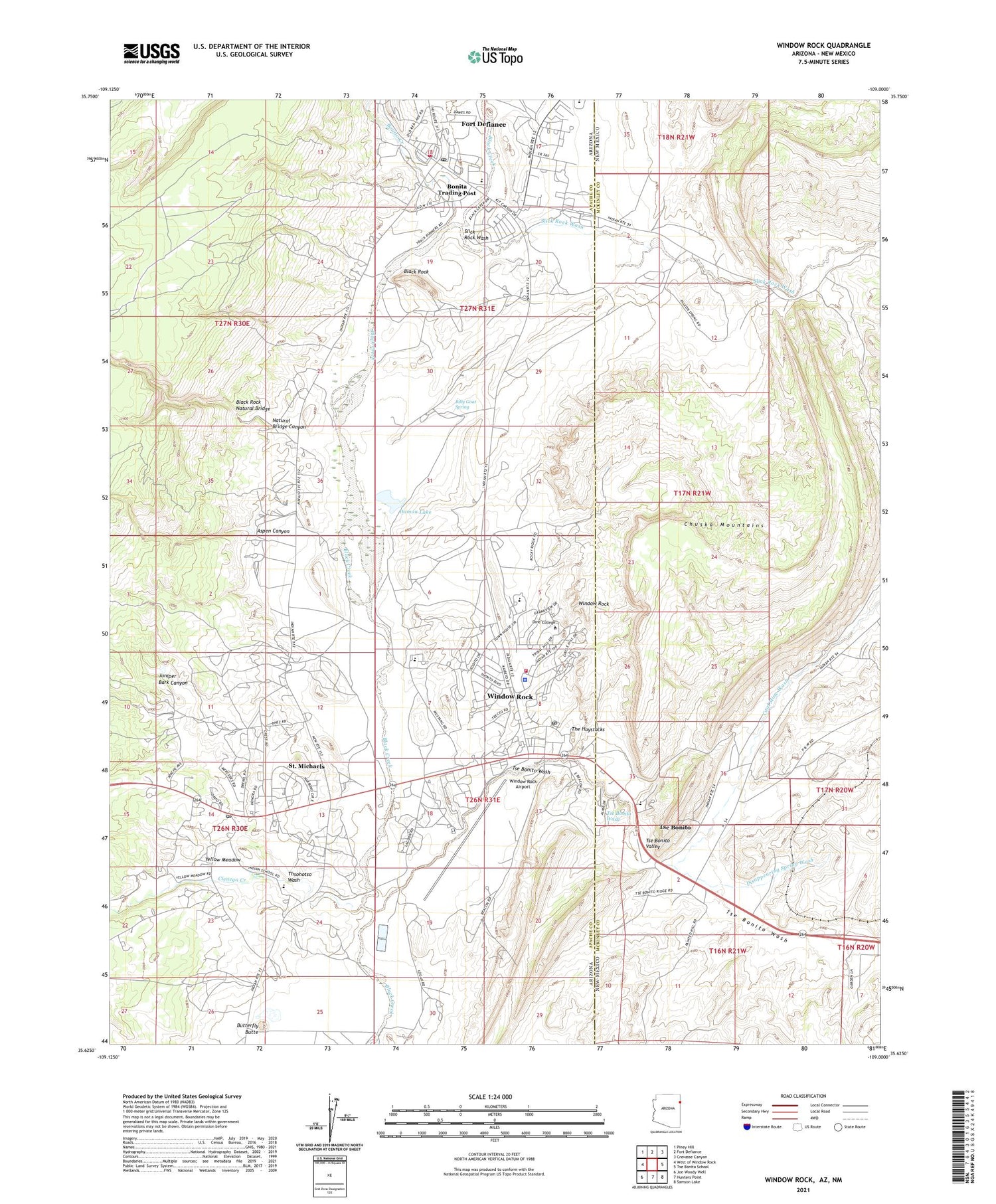 Window Rock Arizona US Topo Map Image