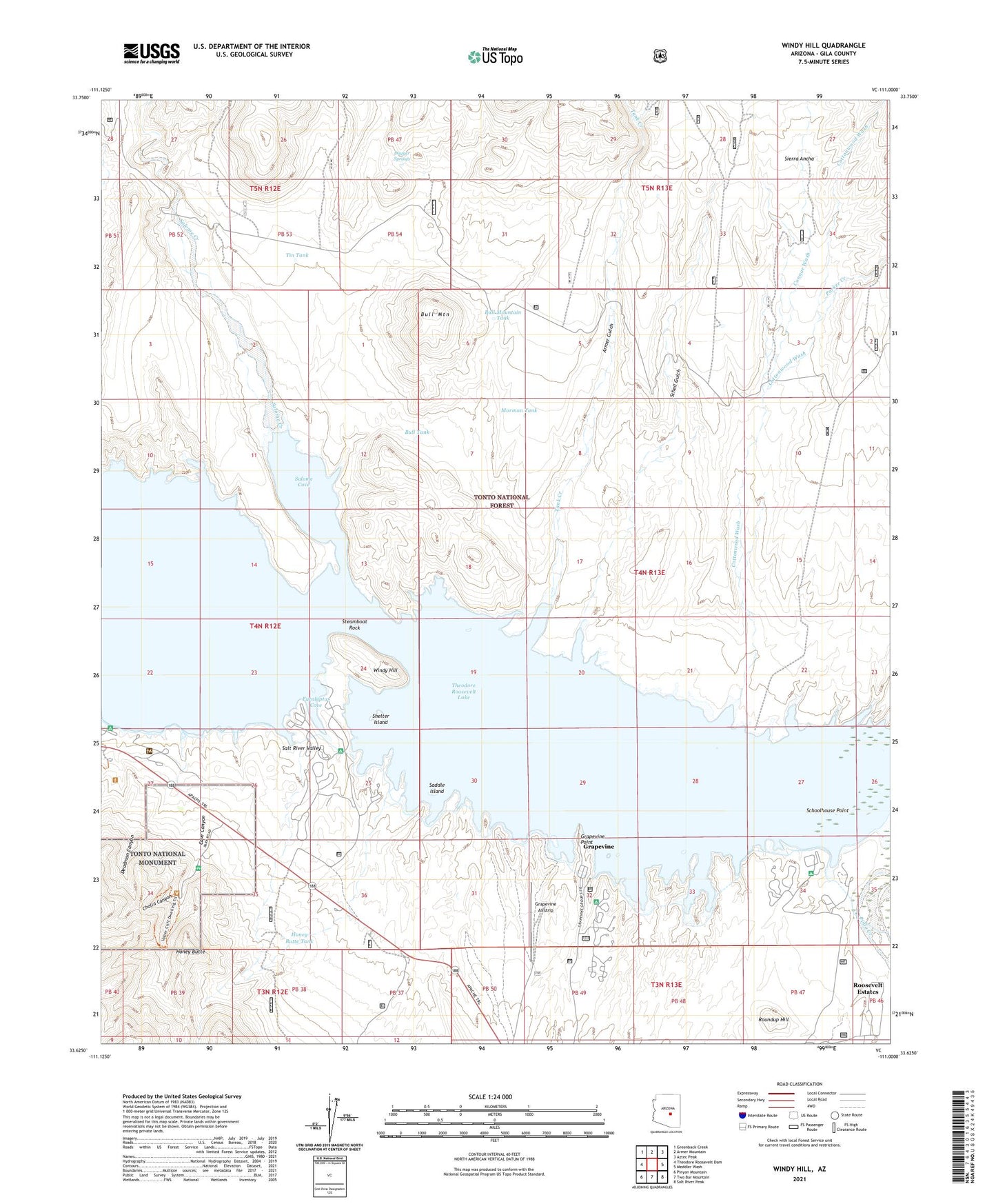 Windy Hill Arizona US Topo Map Image