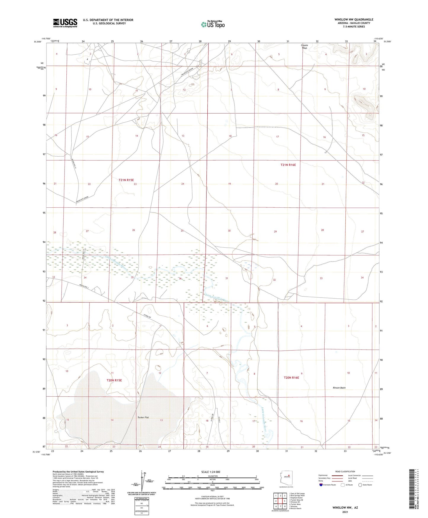 Winslow NW Arizona US Topo Map Image