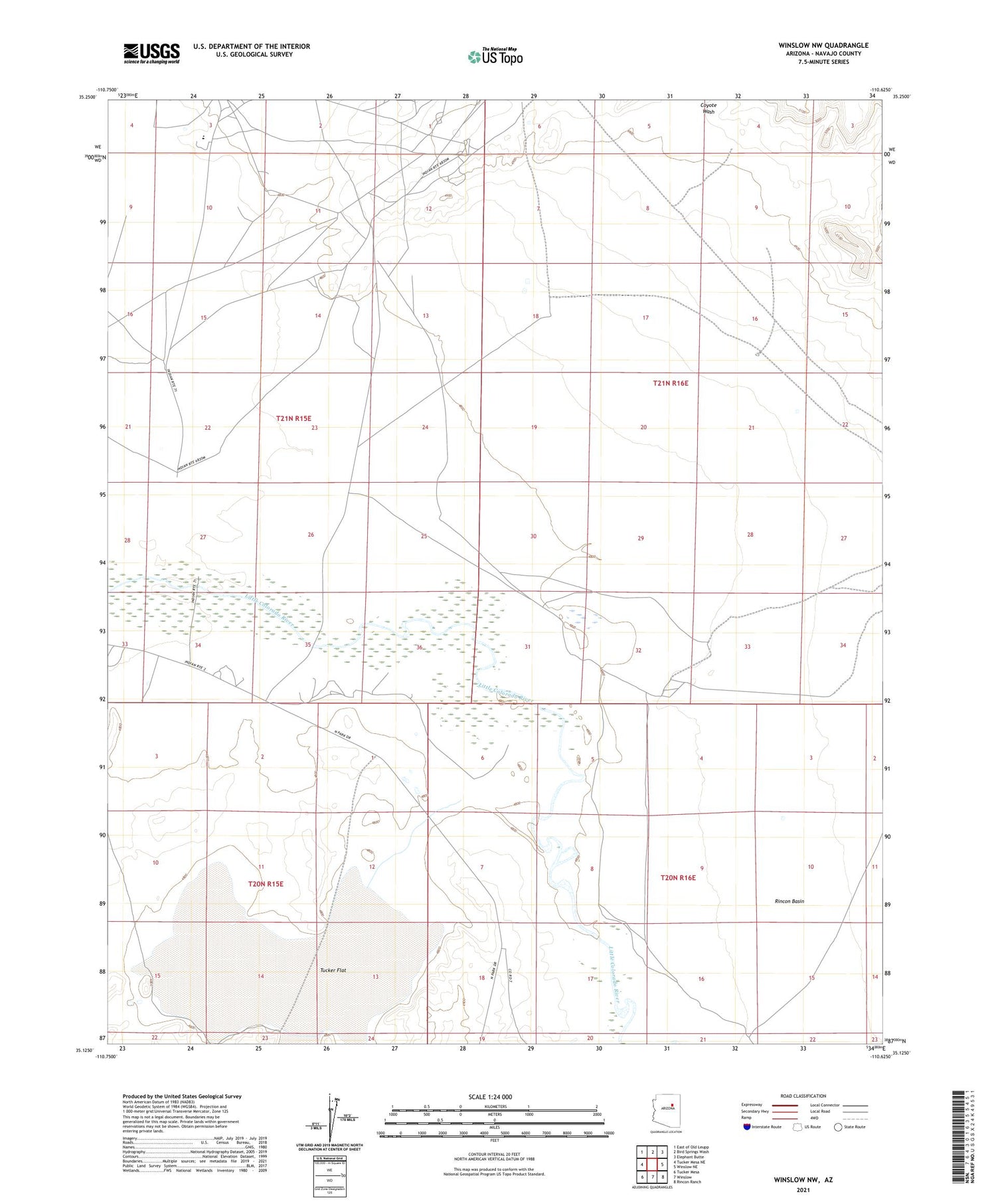 Winslow NW Arizona US Topo Map Image