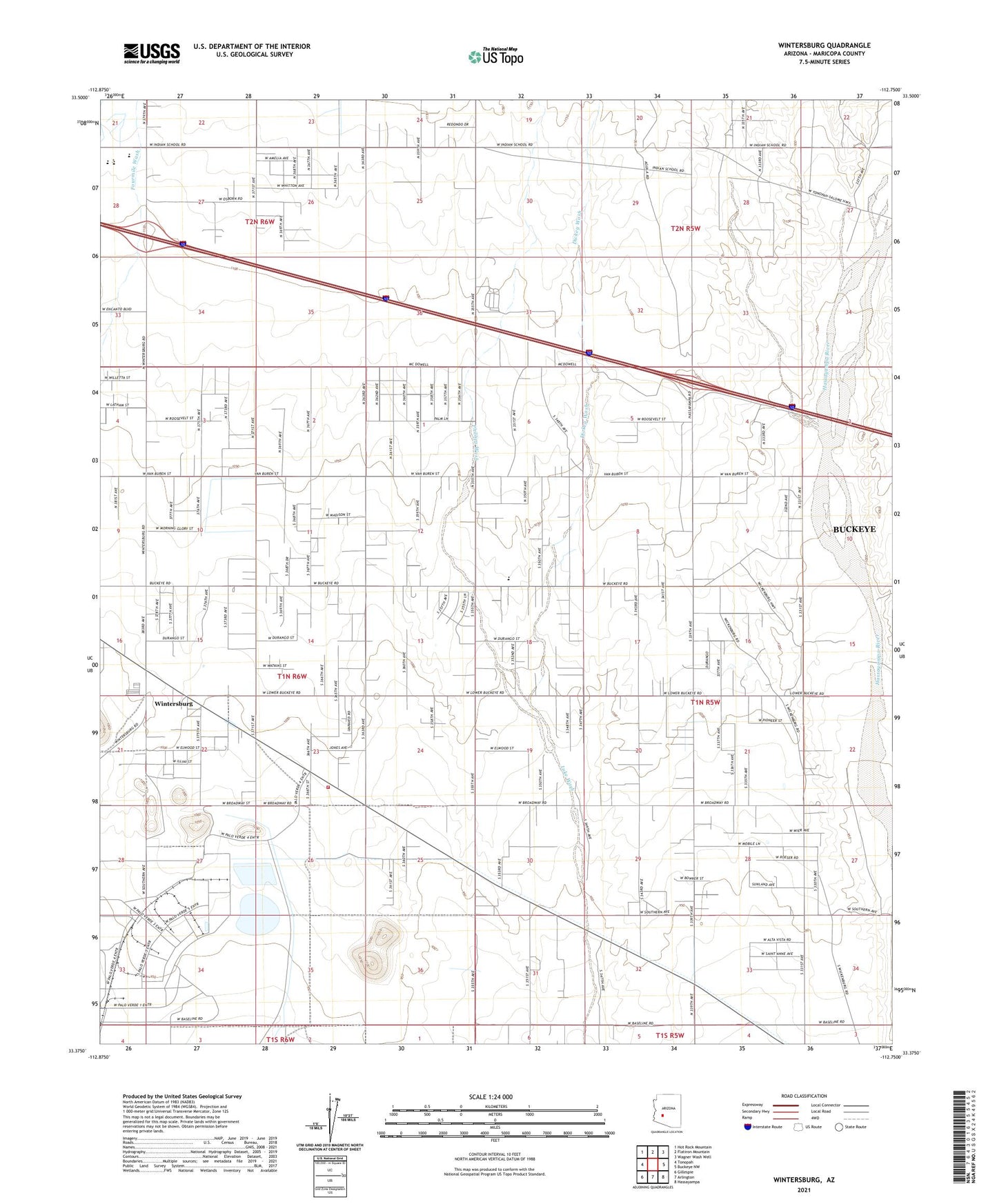 Wintersburg Arizona US Topo Map Image
