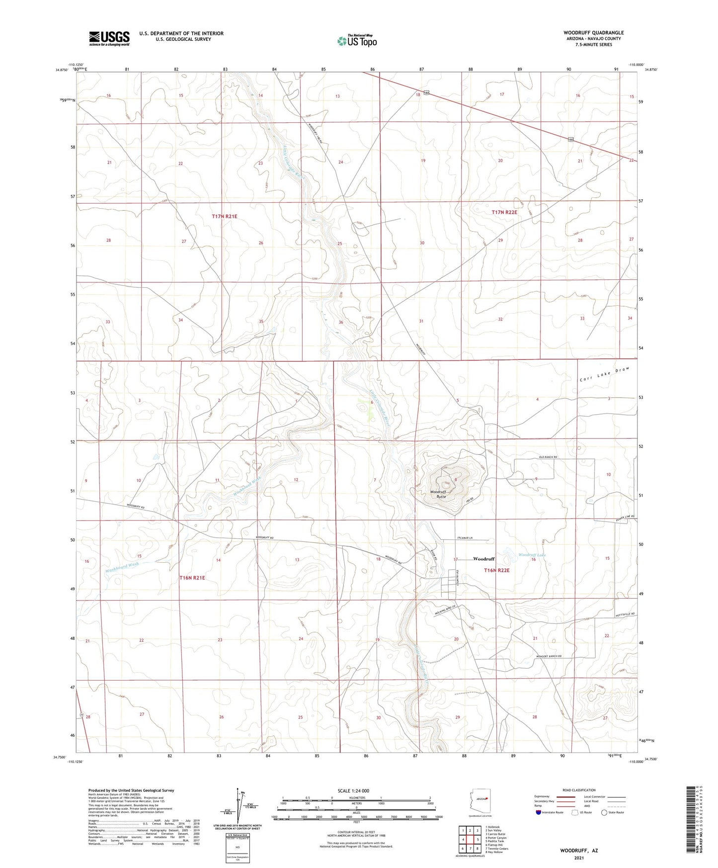 Woodruff Arizona US Topo Map Image