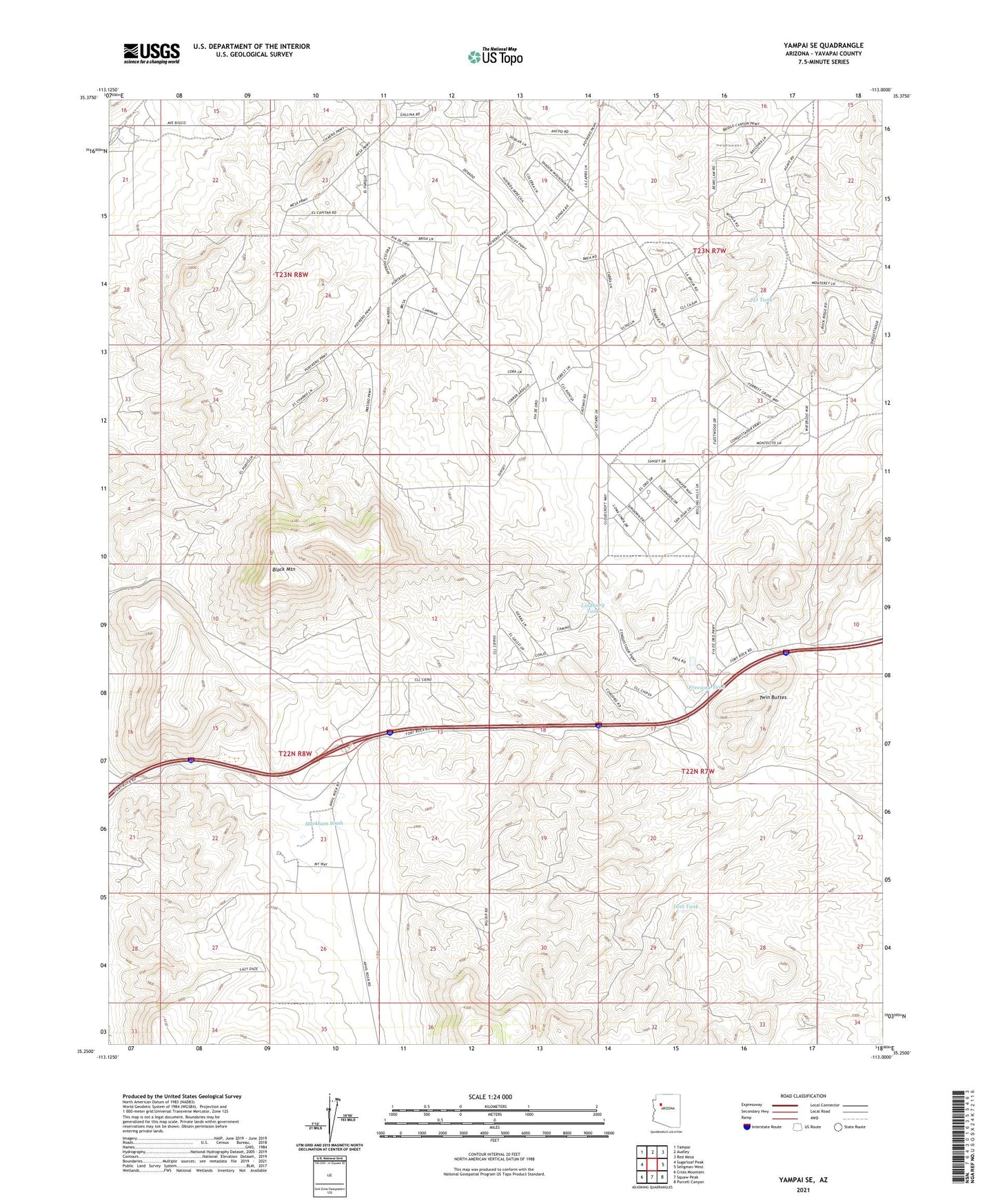 Yampai SE Arizona US Topo Map Image