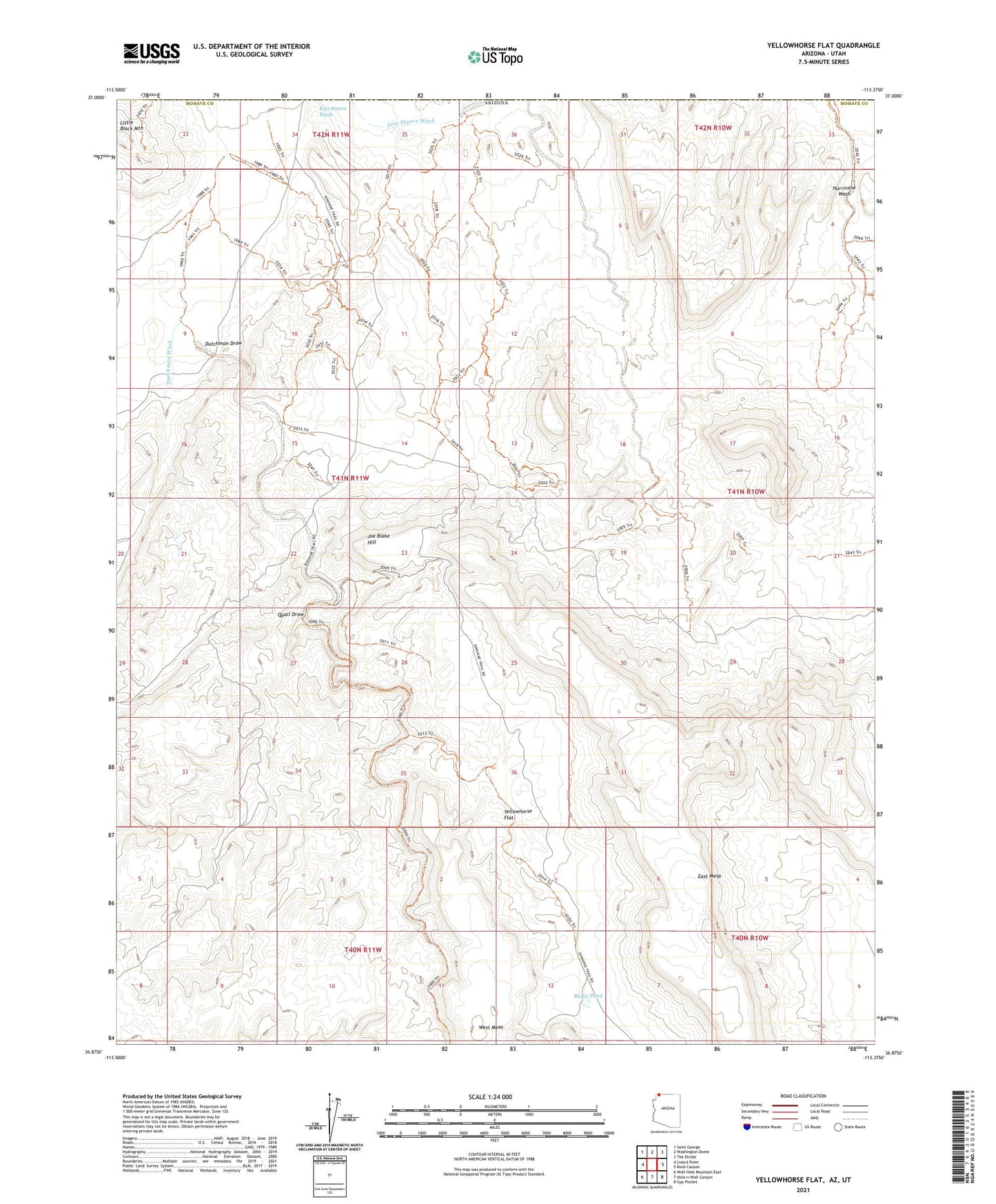 Yellowhorse Flat Arizona US Topo Map Image
