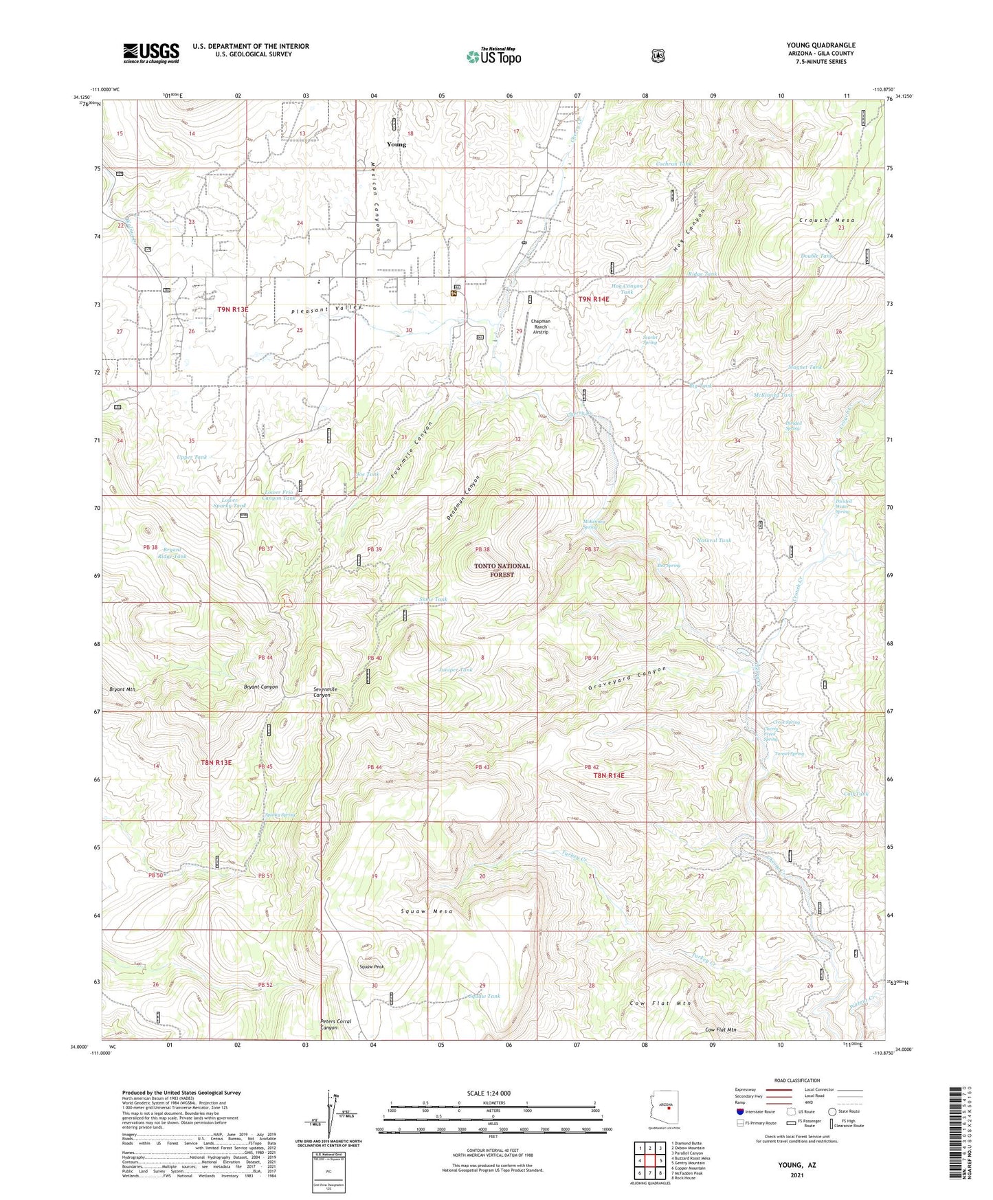 Young Arizona US Topo Map Image