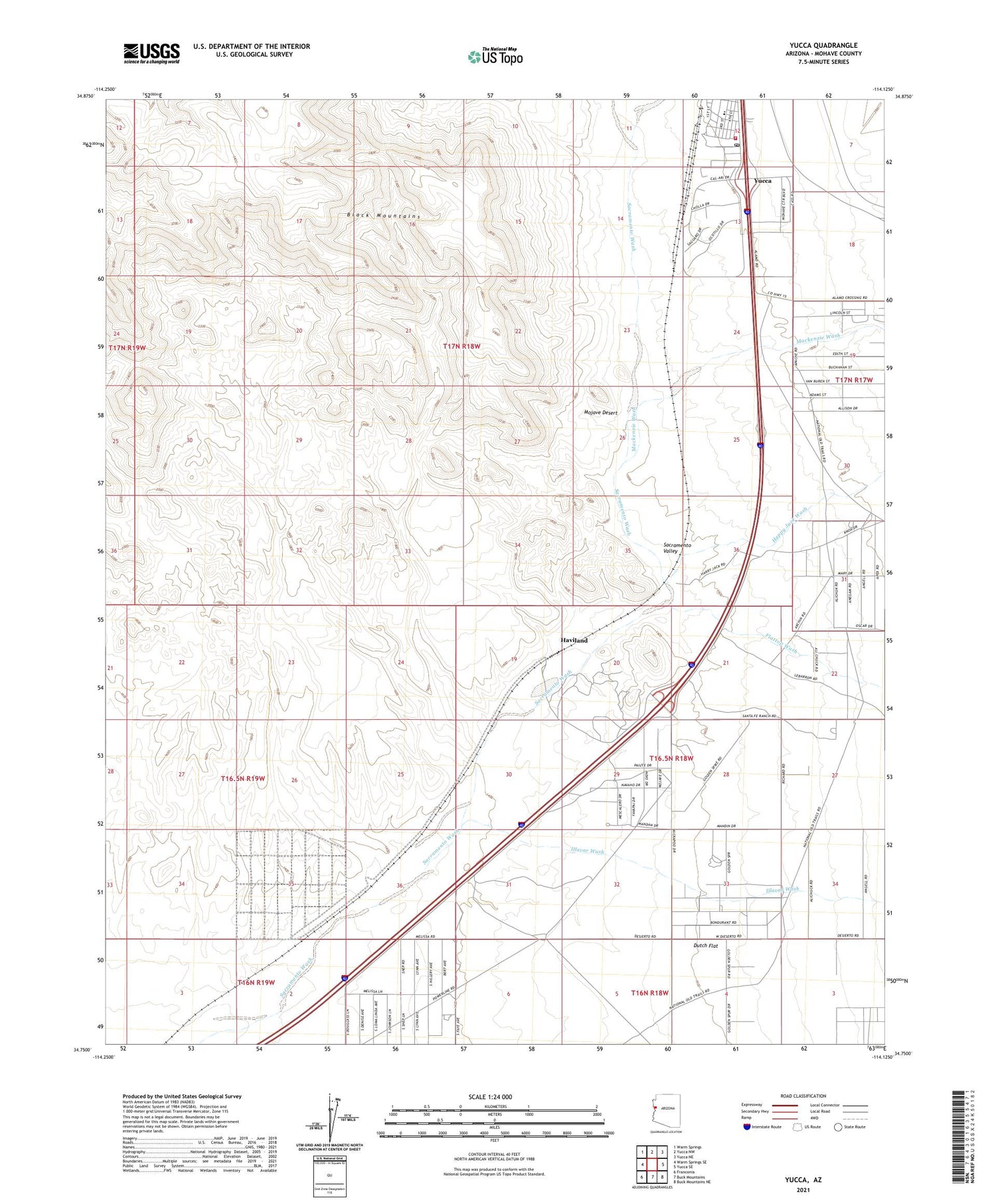 Yucca Arizona US Topo Map Image