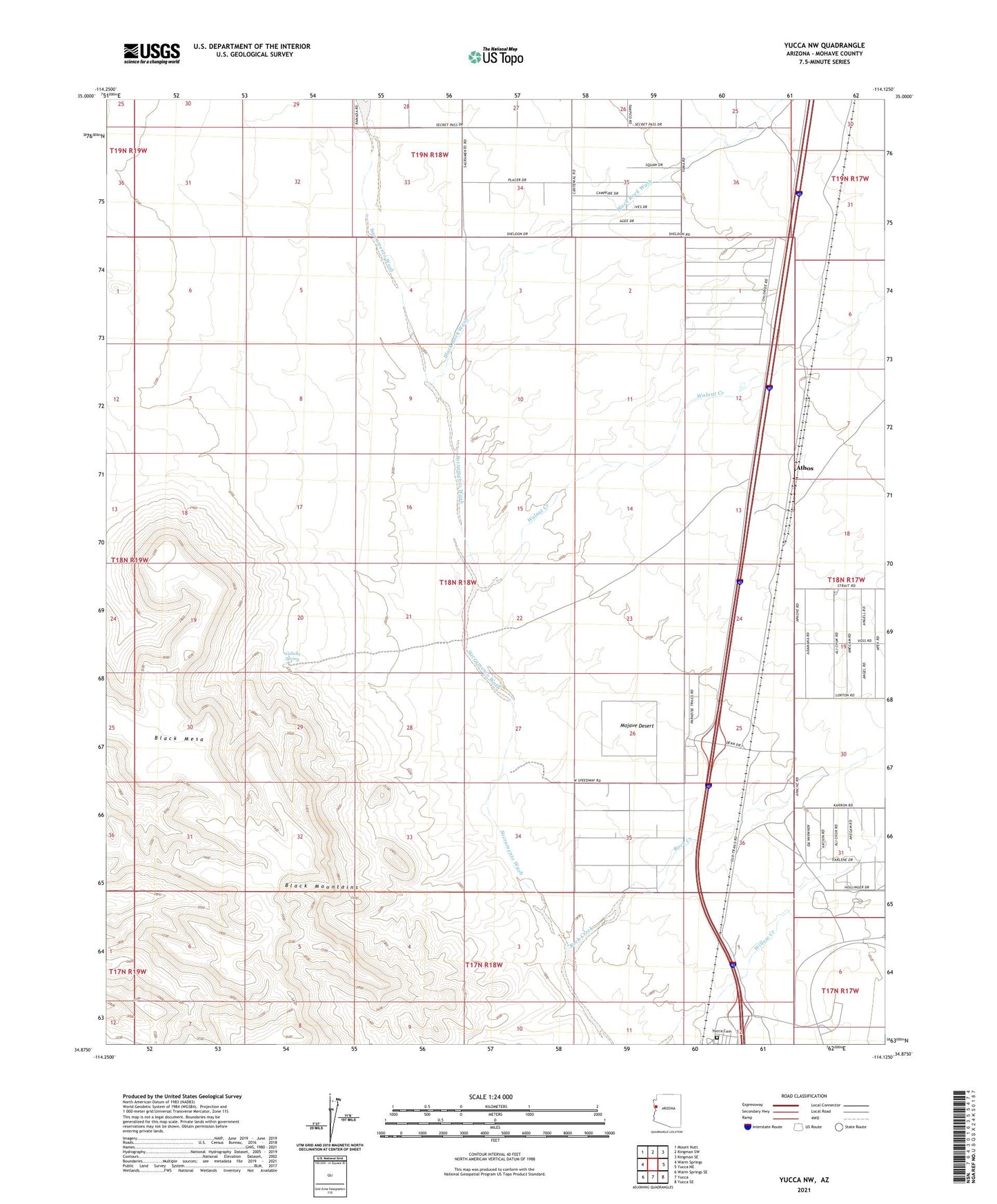 Yucca NW Arizona US Topo Map Image