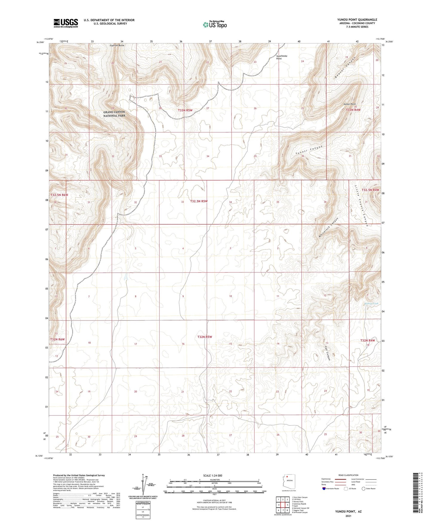 Yunosi Point Arizona US Topo Map Image