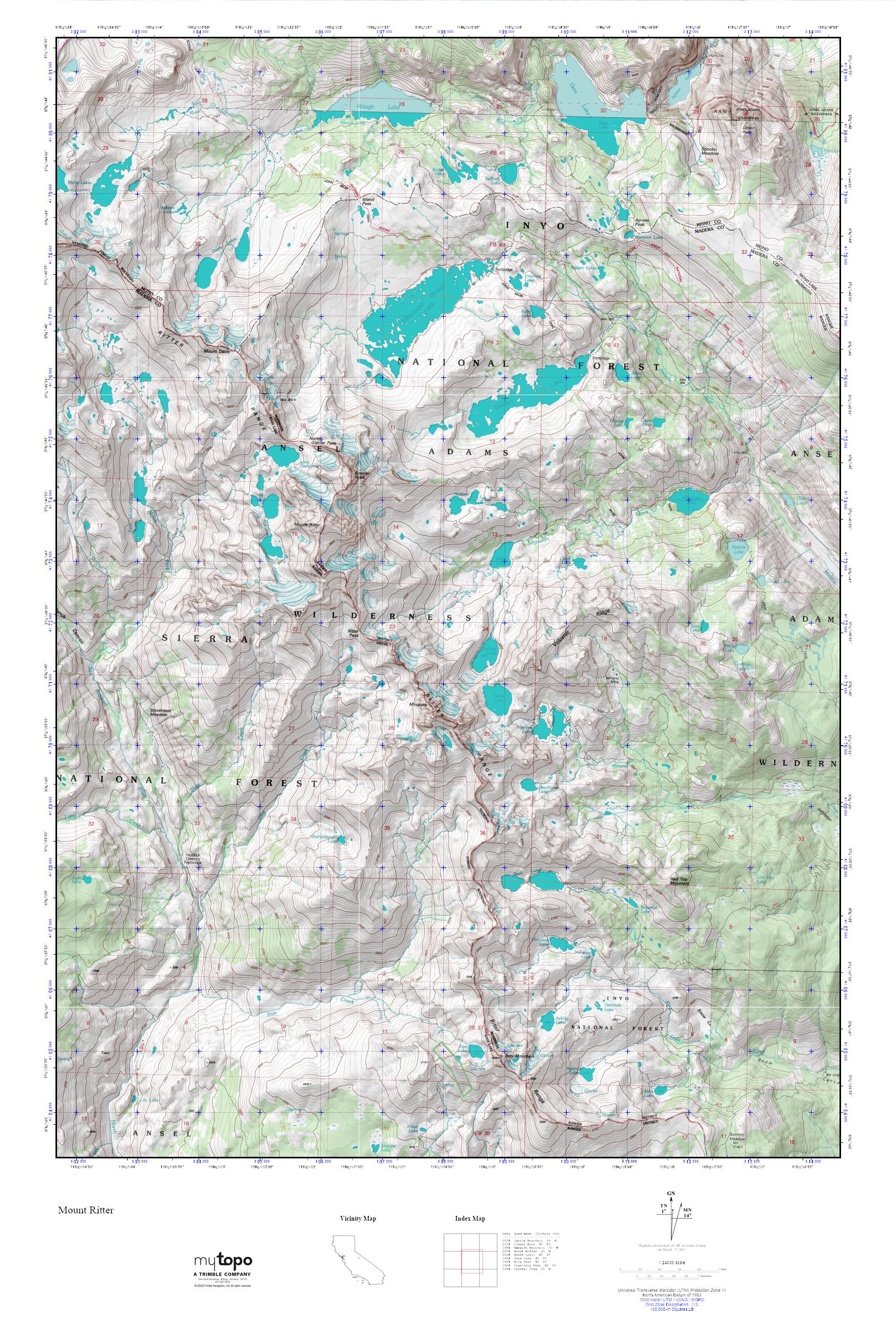 Ansel Adams Wilderness MyTopo Explorer Series Map – MyTopo Map Store