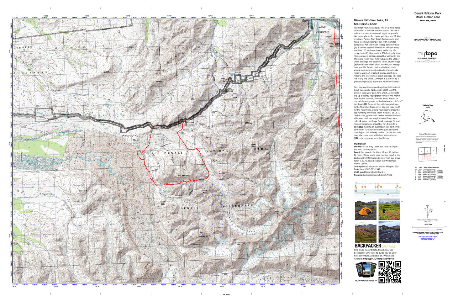 Mount Eilson Loop Map (Denali NP, Alaska) Image