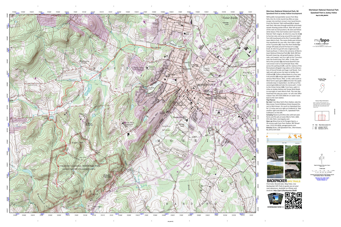 Speedwell Park to Jockey Hollow Encampment Map (Morristown National Historical Park, New Jersey) Image