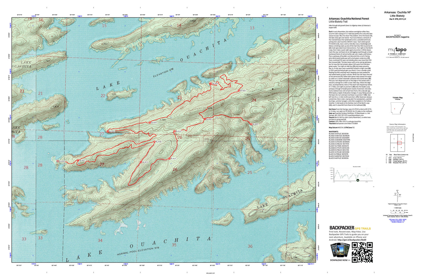 Little Blakely Trail Map (Ouchita National Forest, Arkansas) Image