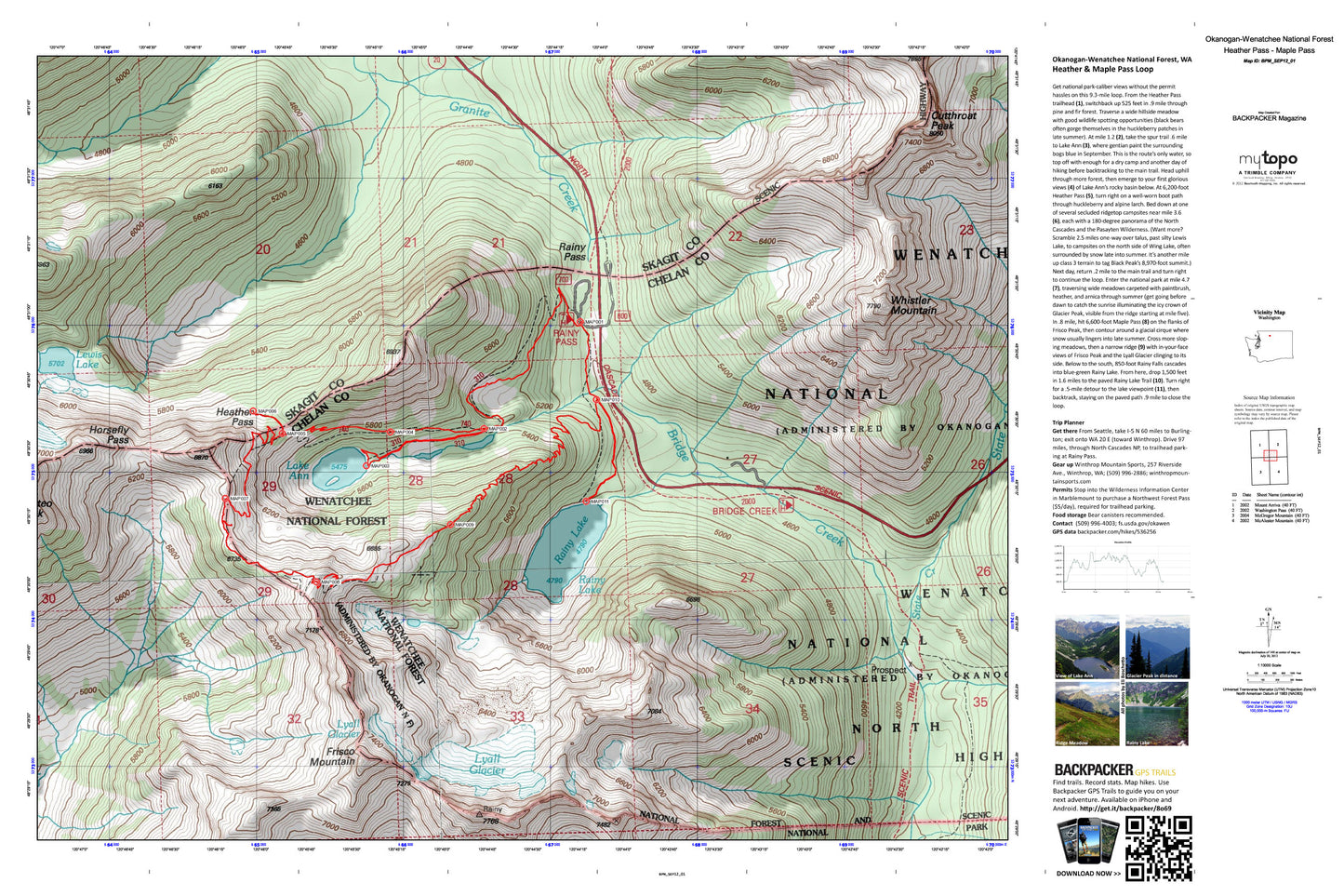 Rainy Lake Loop Map (Okanogan-Wenatchee NF, Washington) Image
