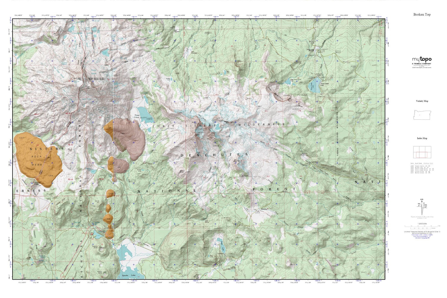 Broken Top MyTopo Explorer Series Map Image