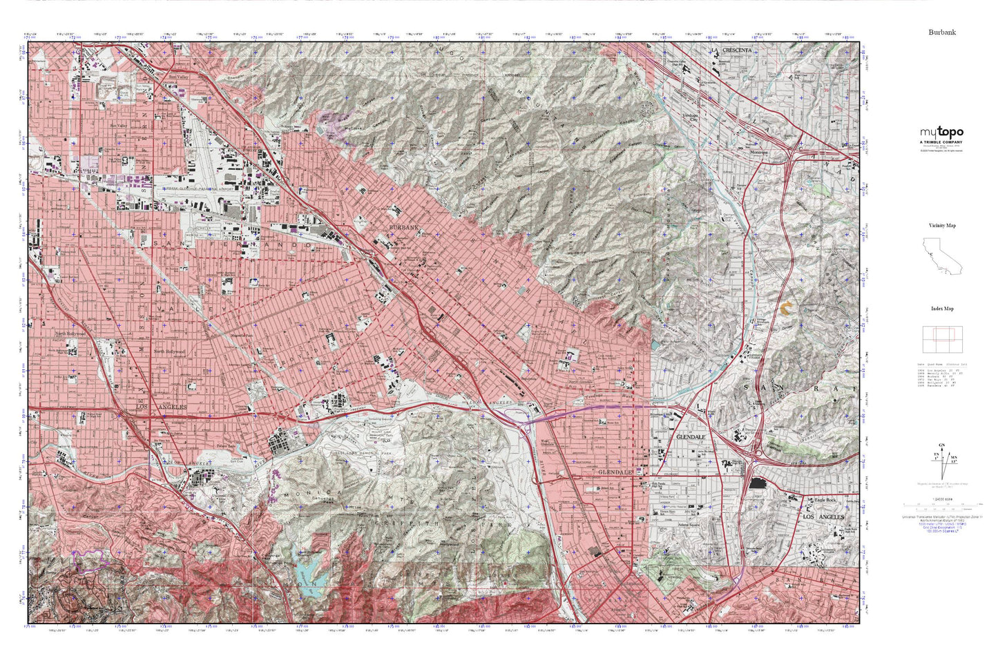 Burbank MyTopo Explorer Series Map Image