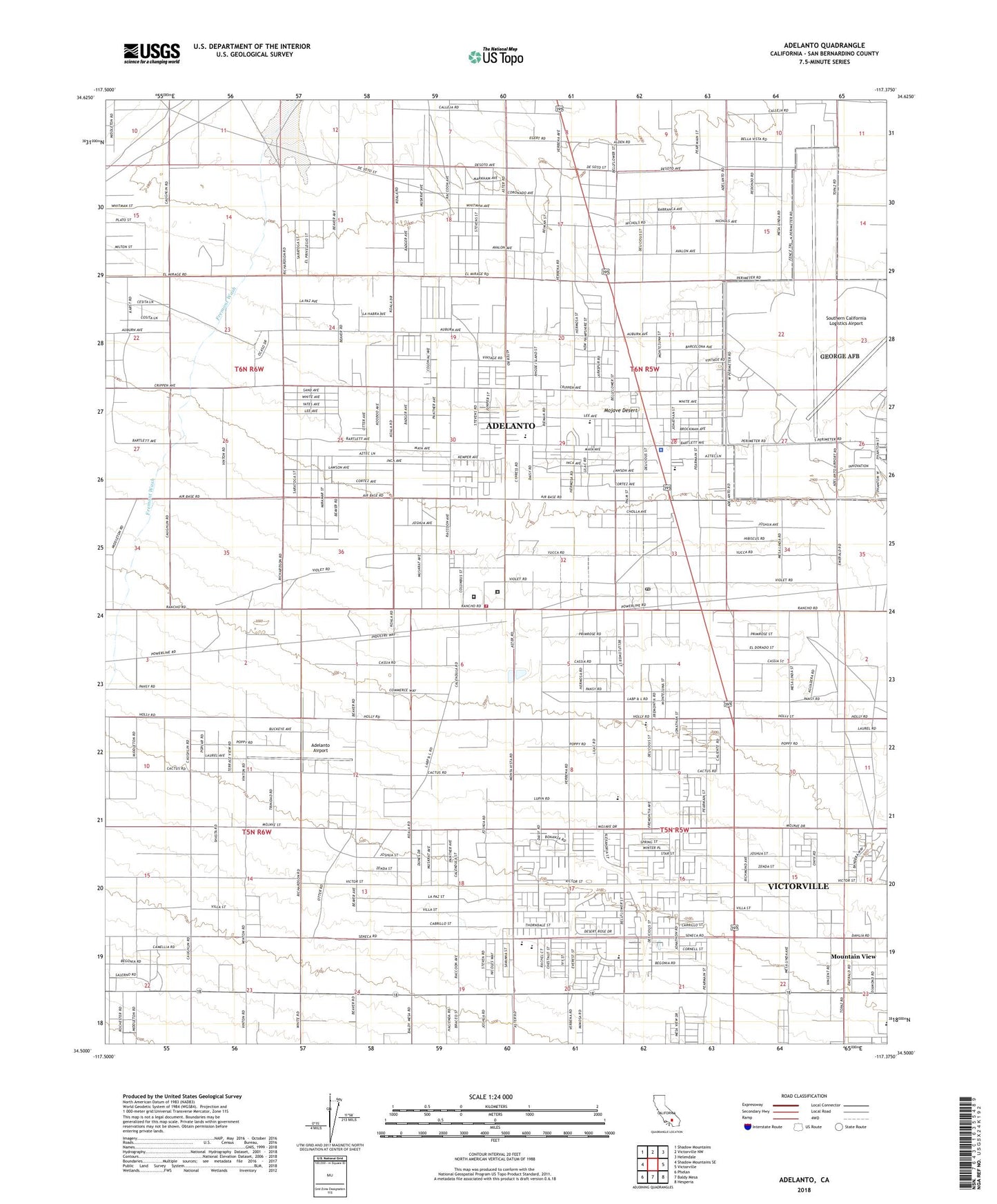 Adelanto California US Topo Map Image