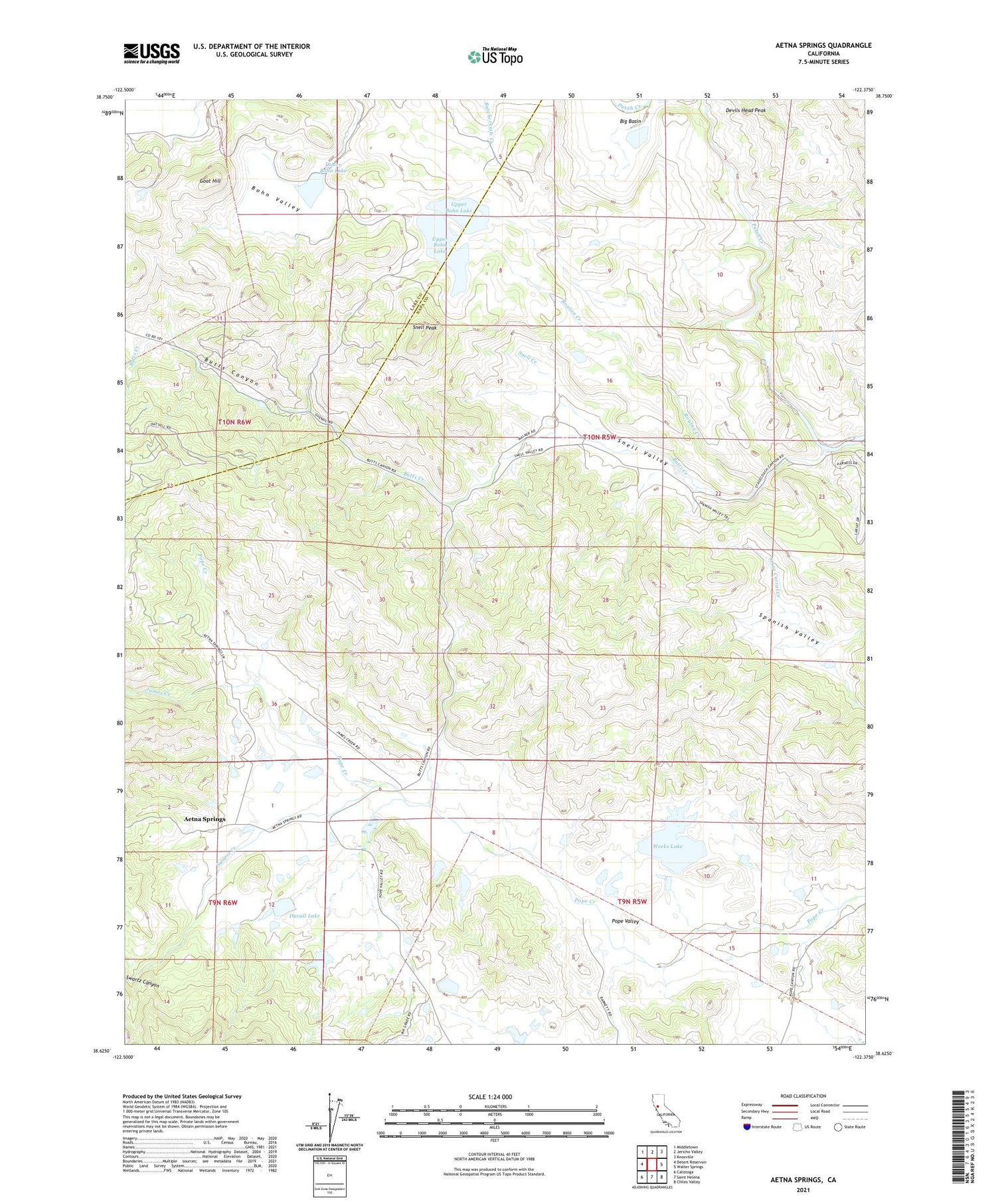 Aetna Springs California US Topo Map Image