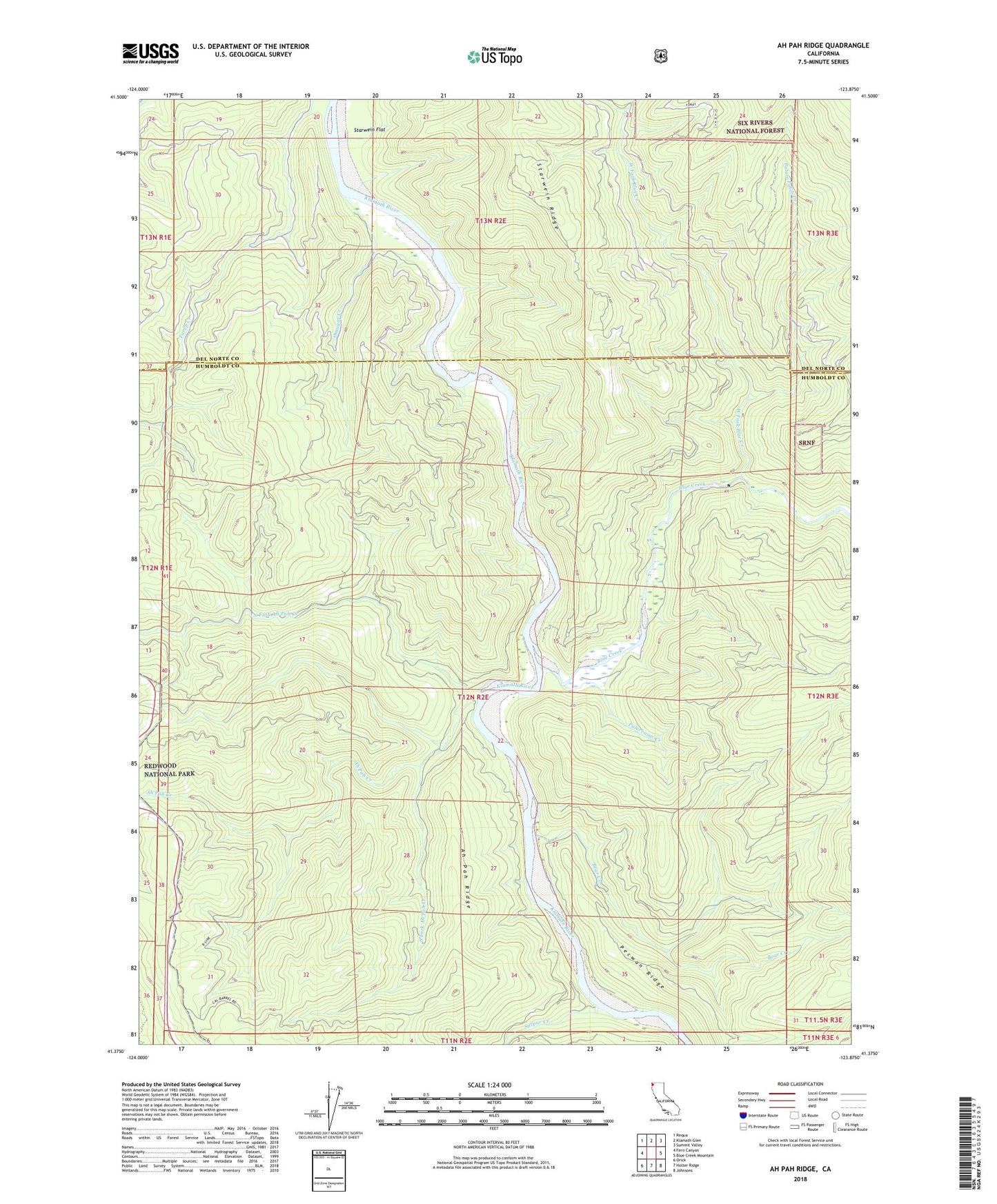 Ah Pah Ridge California US Topo Map Image