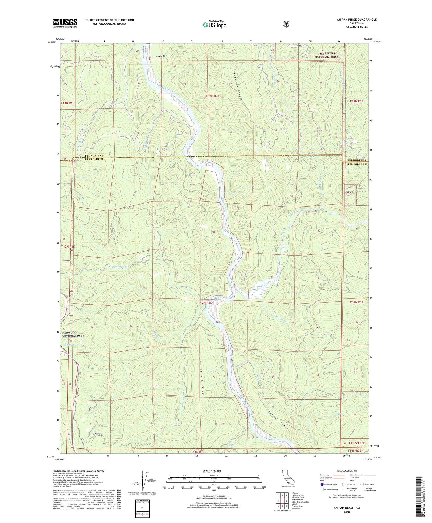 Ah Pah Ridge California US Topo Map Image