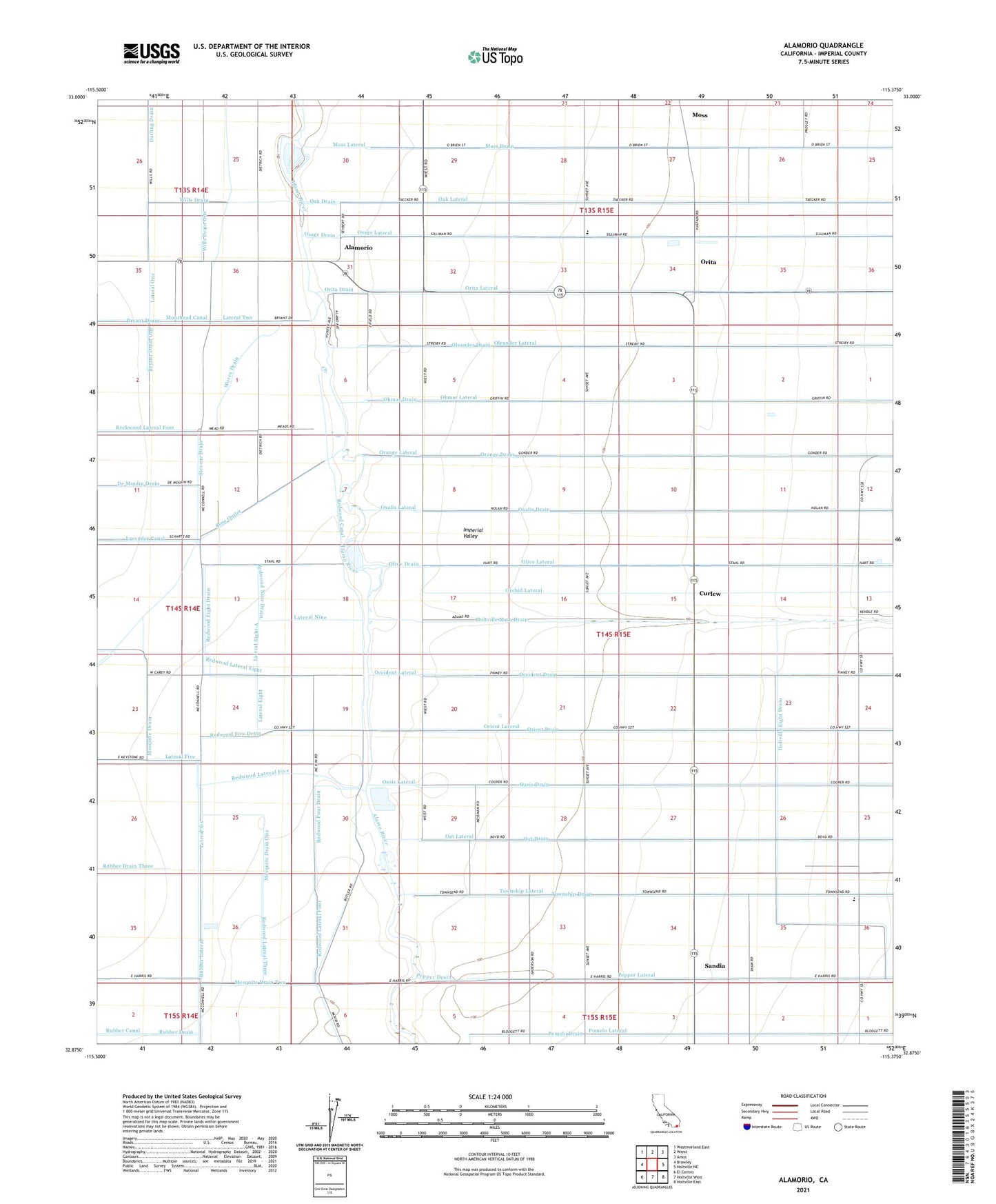 Alamorio California US Topo Map Image