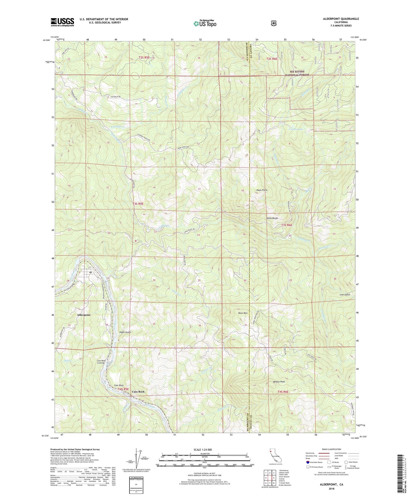 Alderpoint California US Topo Map Image
