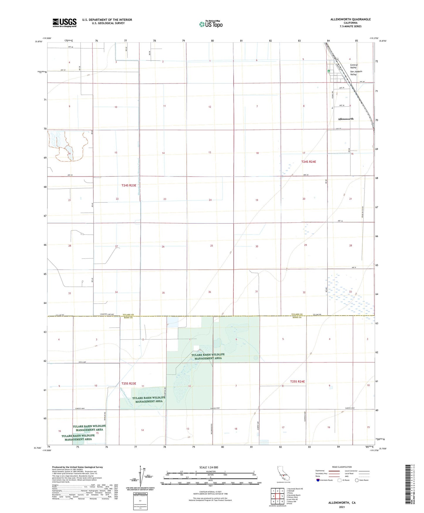 Allensworth California US Topo Map Image